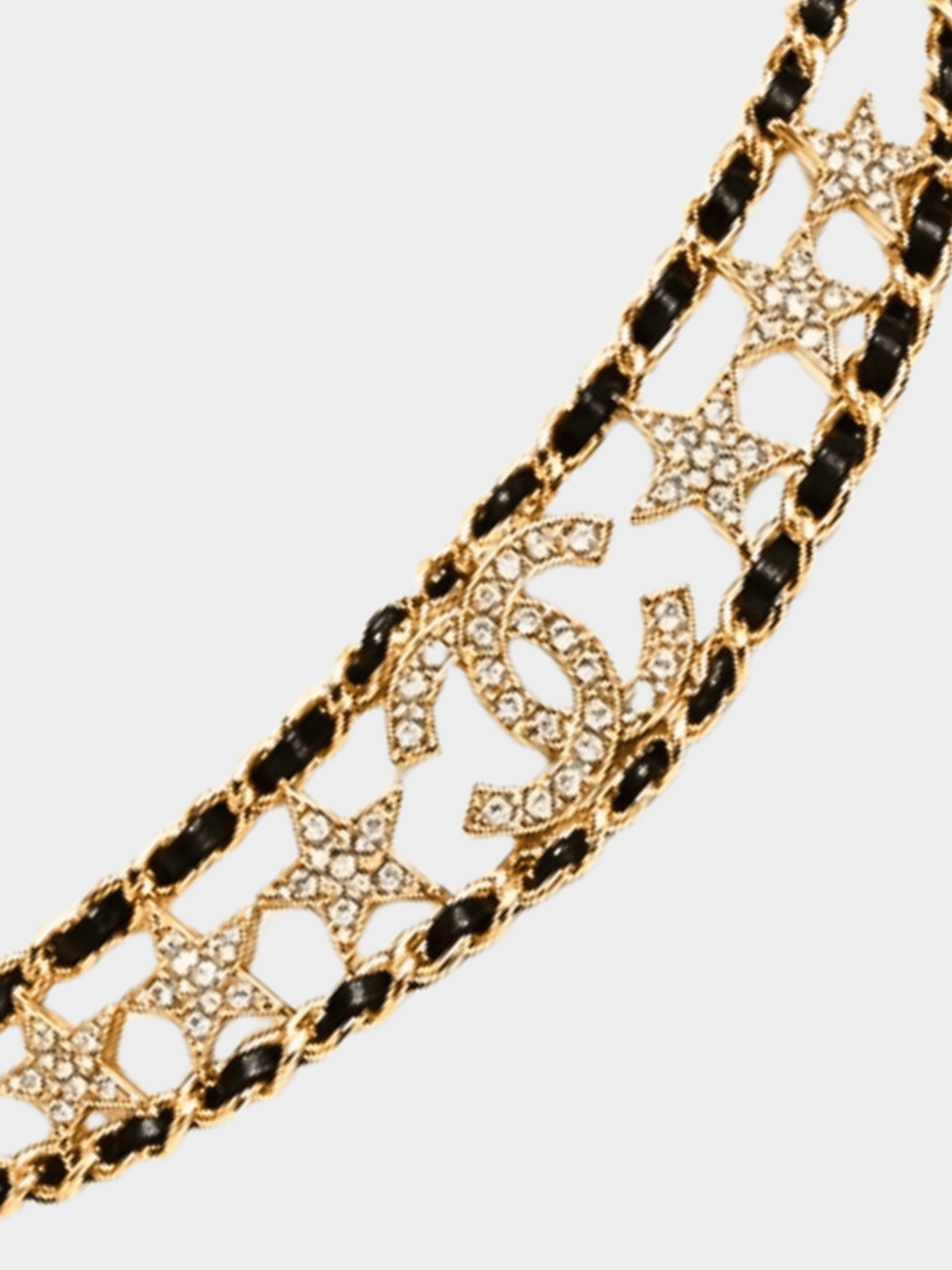 Chanel 2000s Black CC Stars Choker Necklace