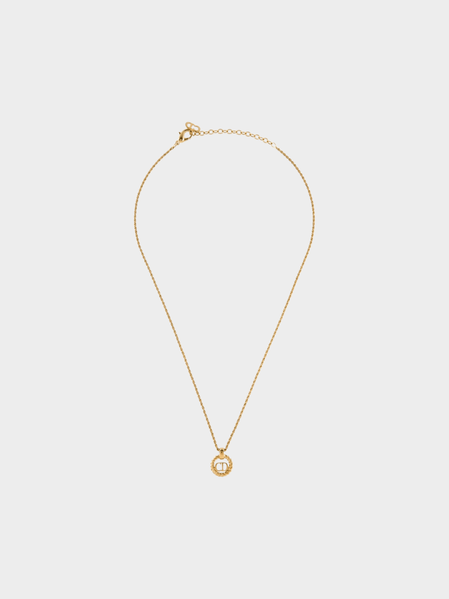 Christian Dior 2000s Gold CD Round Pendant Necklace