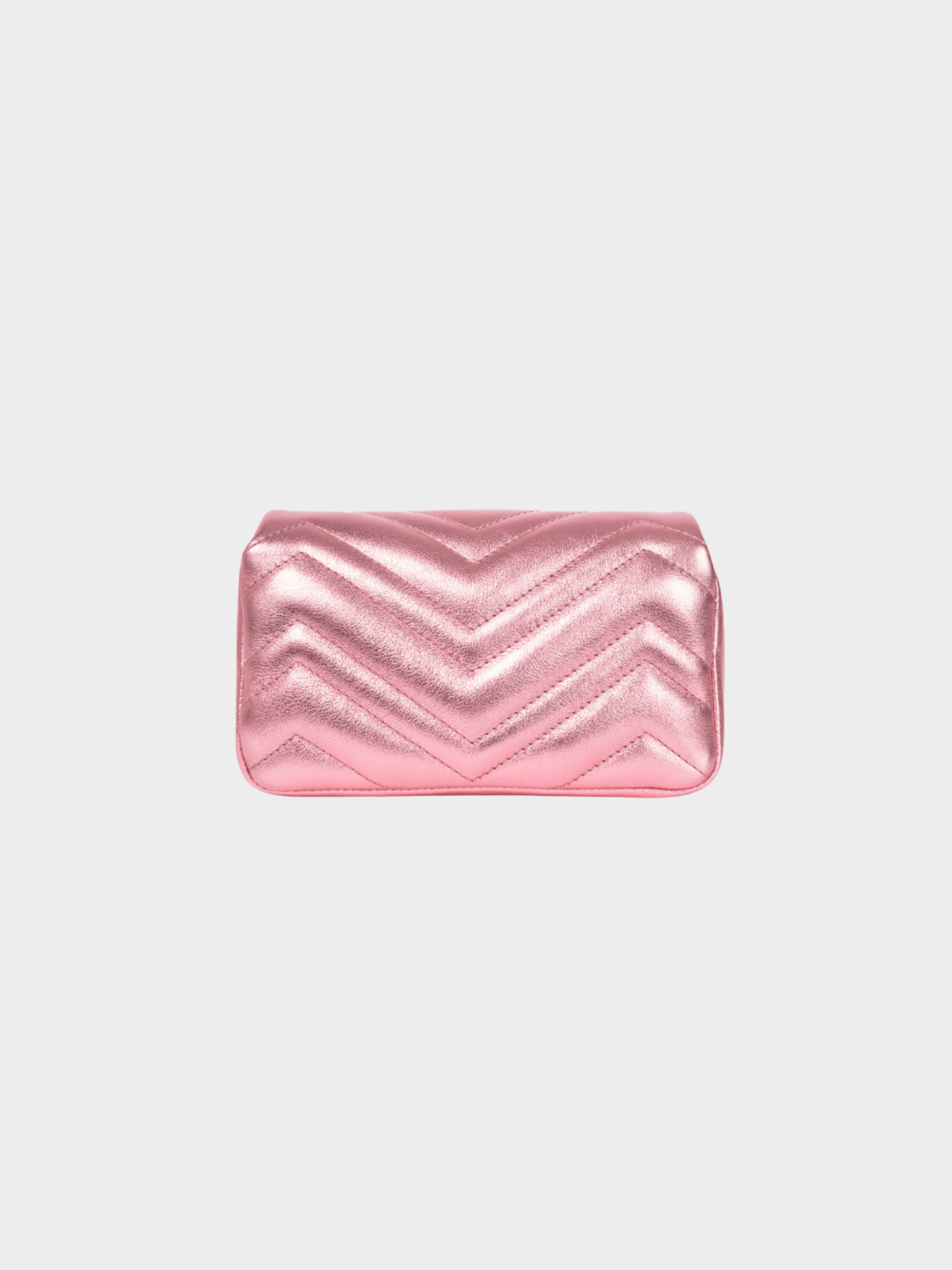 Gucci 2010s GG Marmont Bright Pink Lame Matelassé Chevron Mini Shoulder Bag