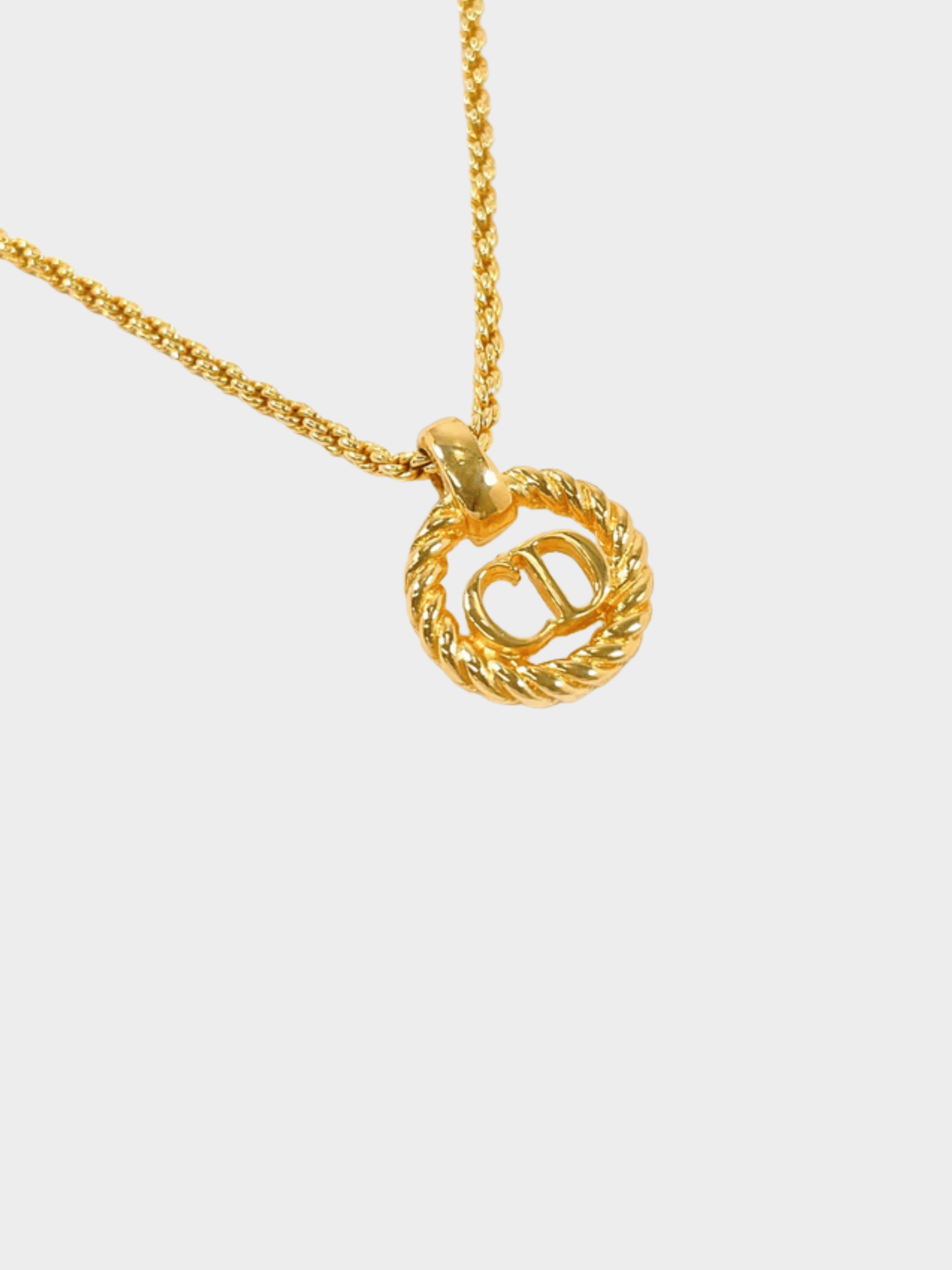 Christian Dior 2000s Gold CD Round Pendant Necklace