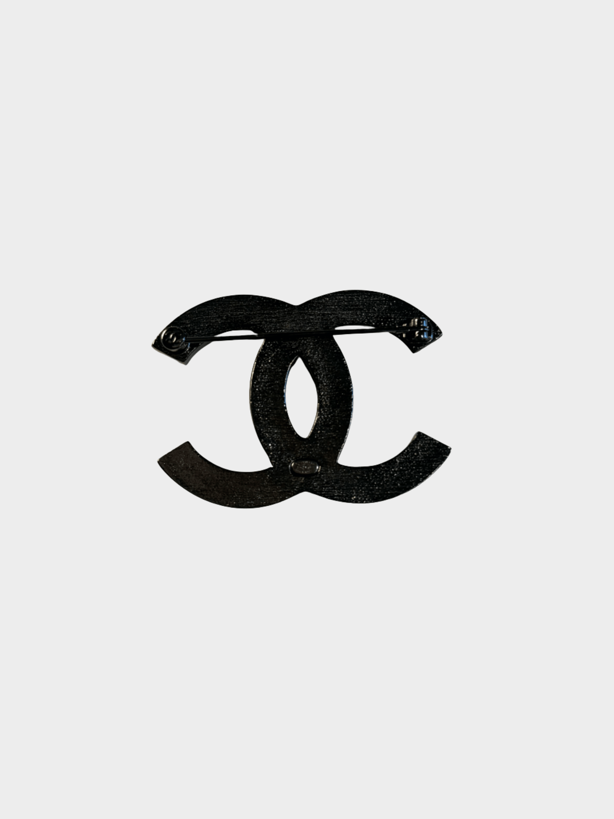 Chanel 2021 Black Rhinestoned CC Brooch