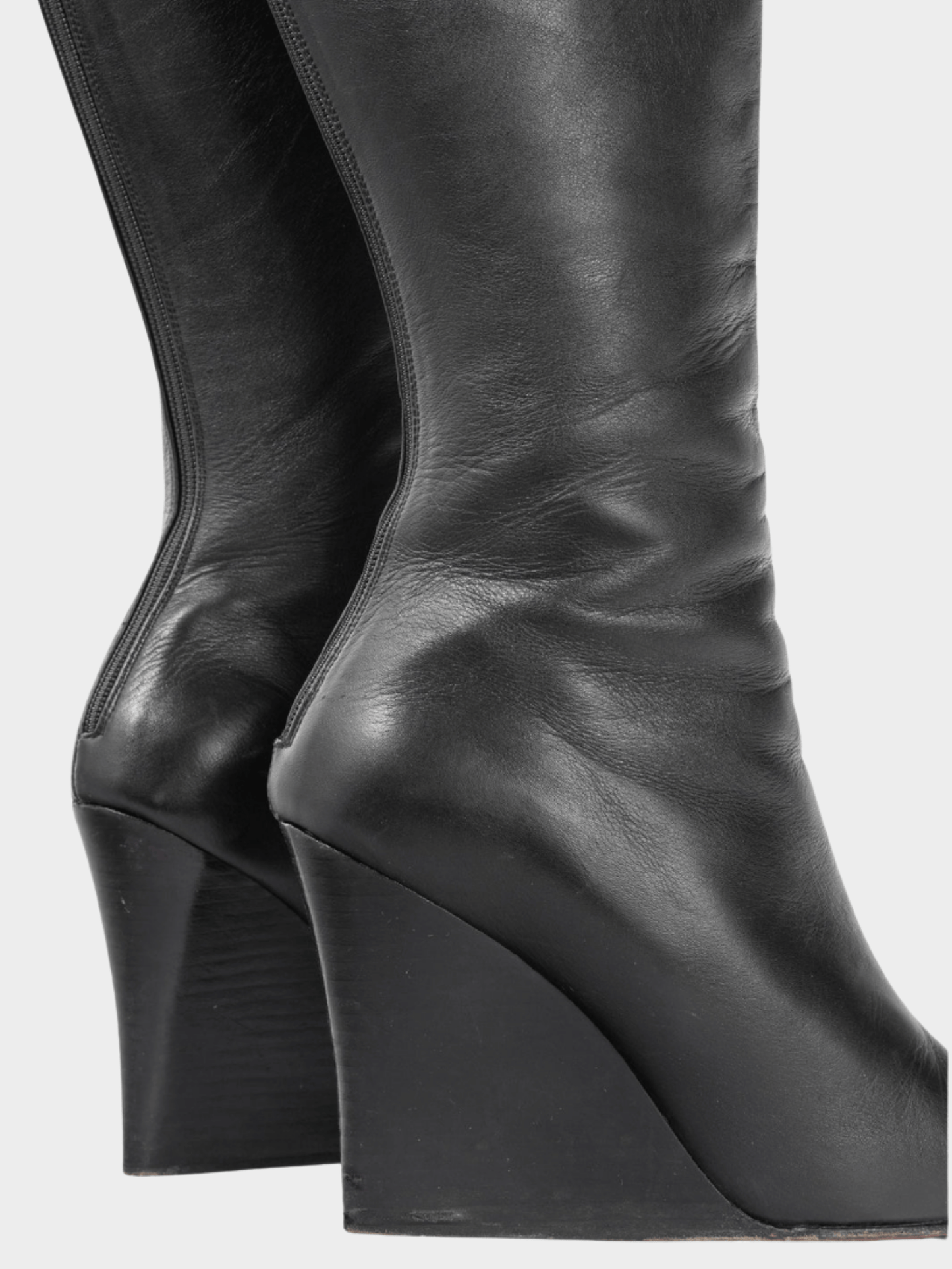 Christian Louboutin 2010s Zepita Black Leather Knee-High Wedge Boots
