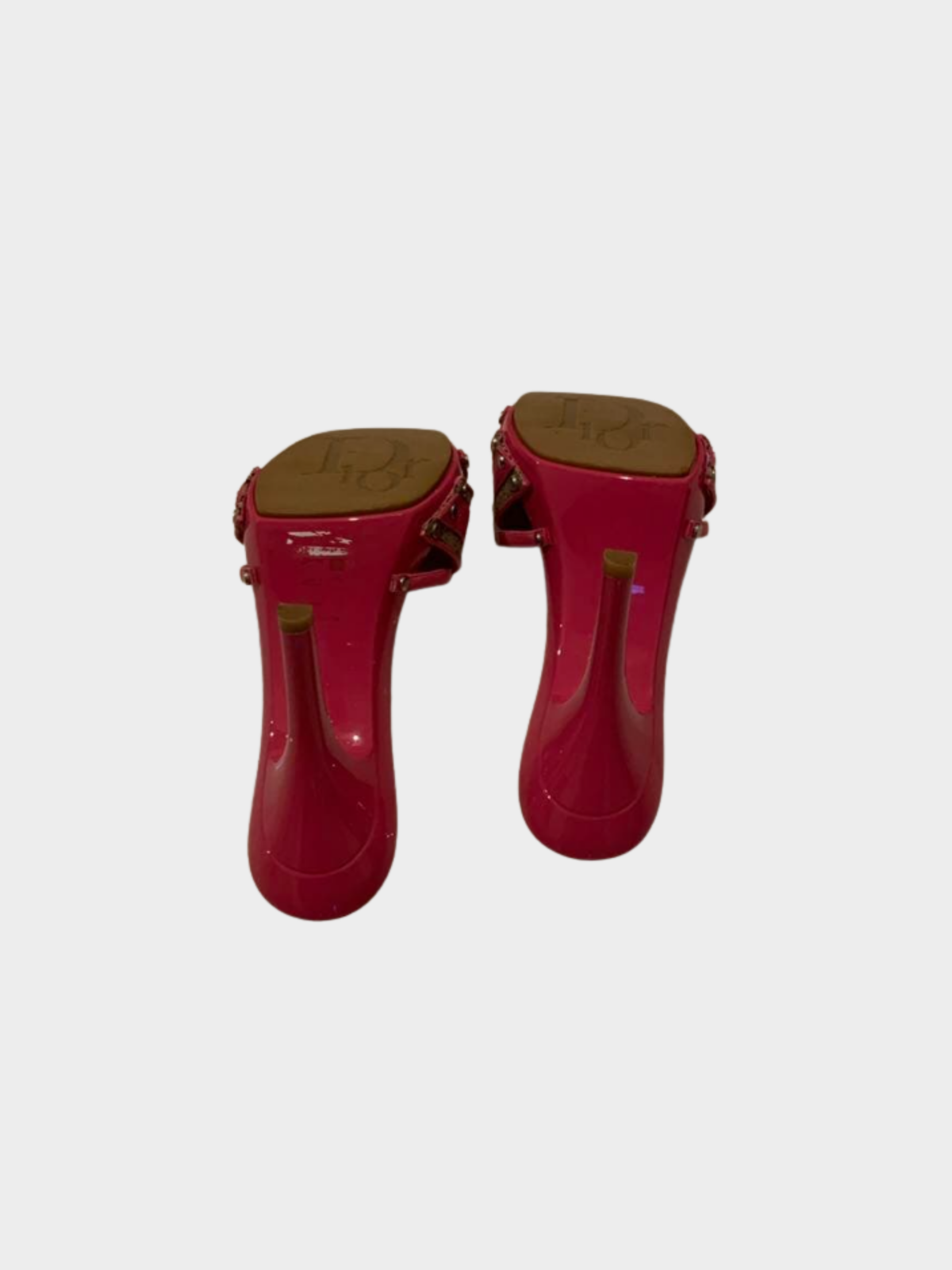 Christian Dior SS 2005 Pink and Beige Leather And Canvas Mules Sandals