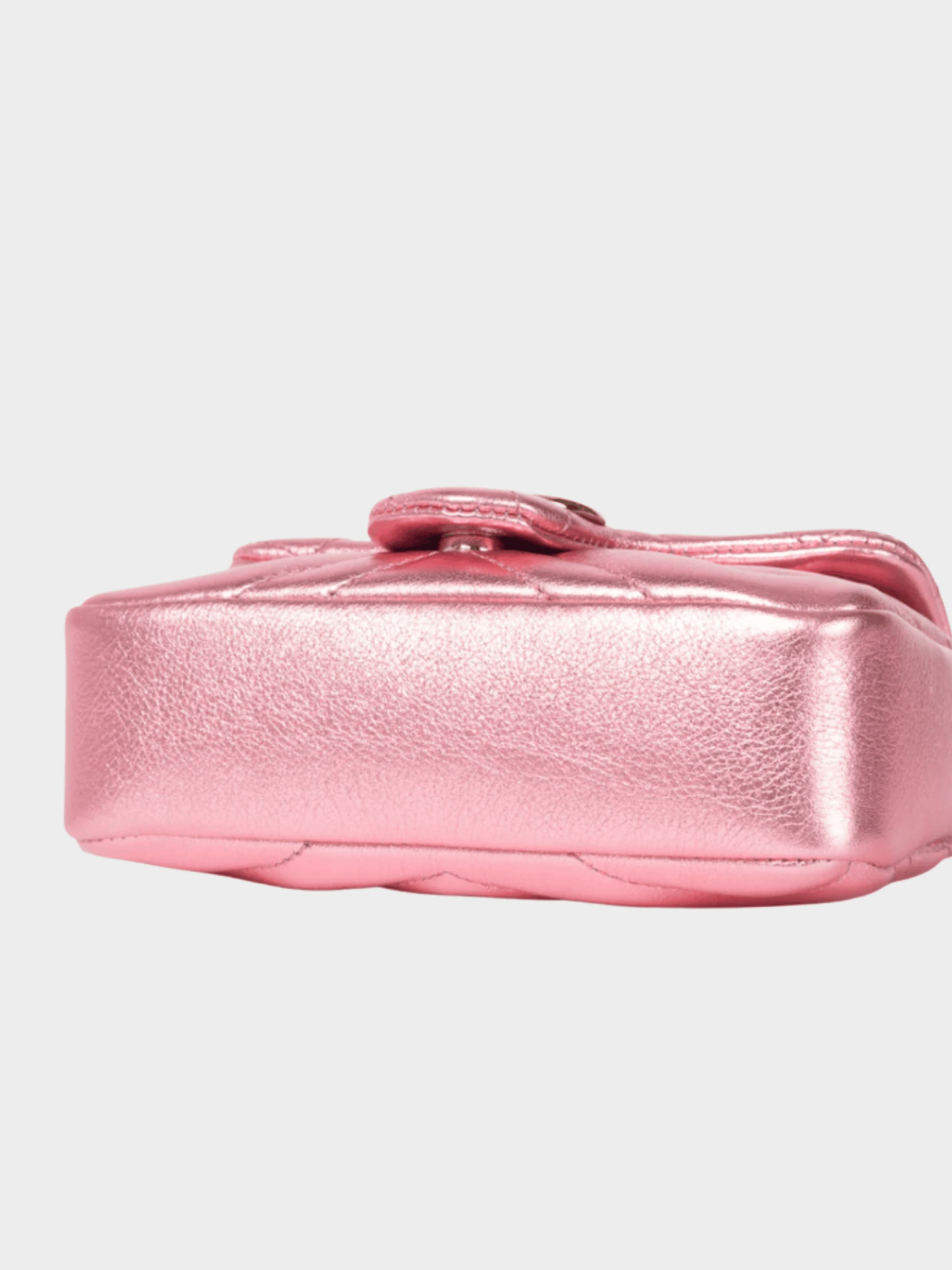 Gucci 2010s GG Marmont Bright Pink Lame Matelassé Chevron Mini Shoulder Bag