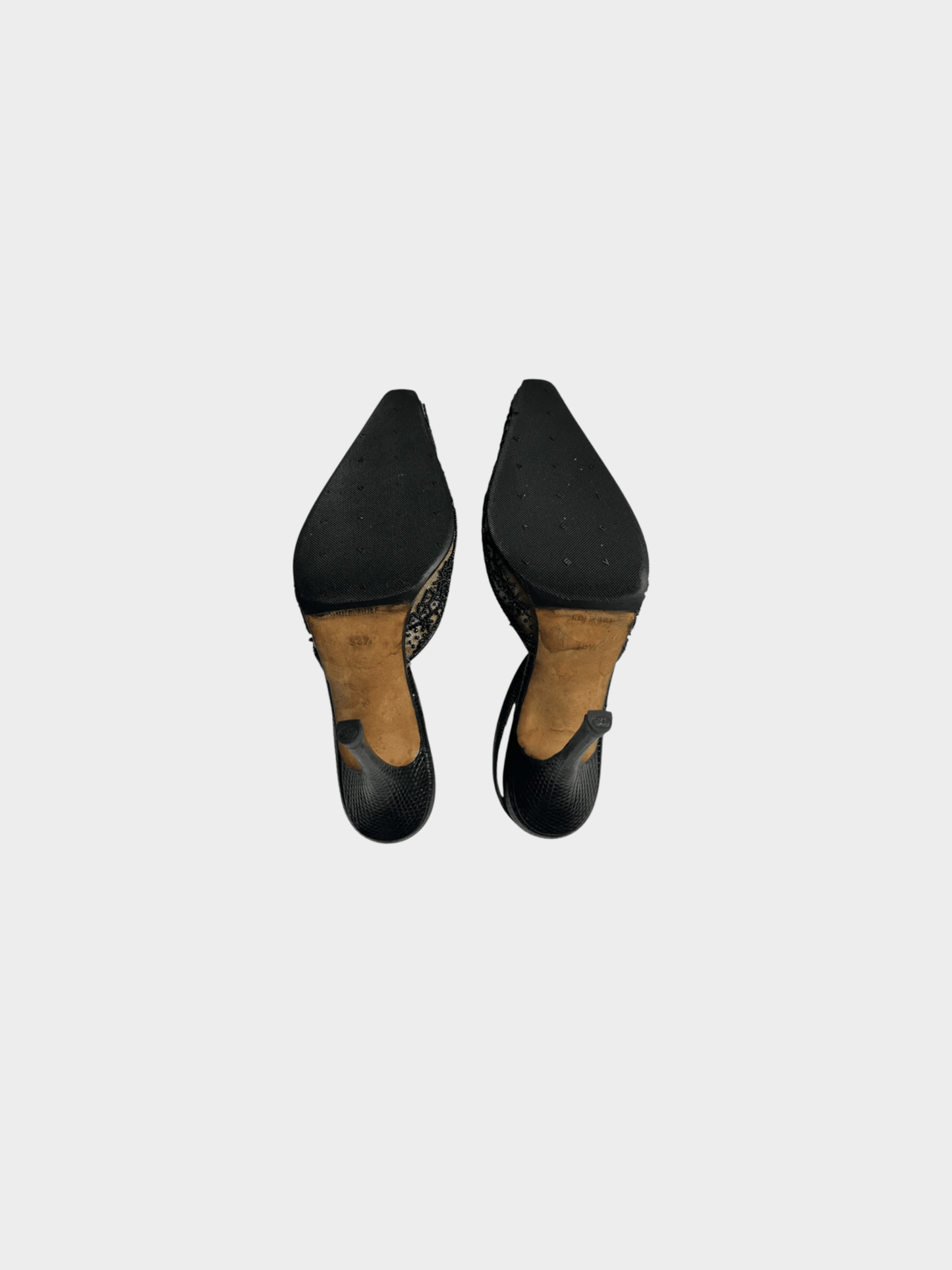 Jimmy Choo 2000s Black Leather Mesh Mules