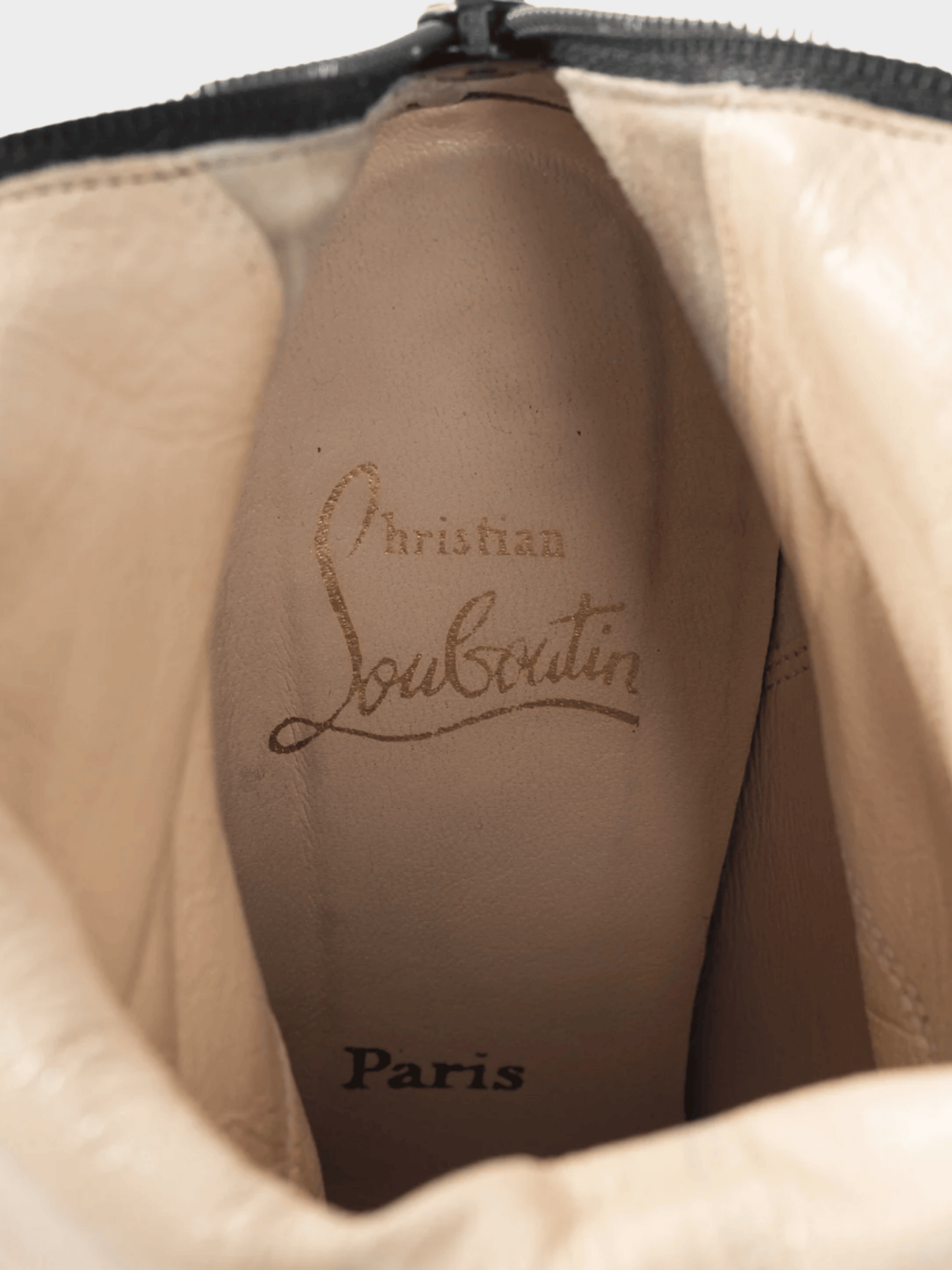 Christian Louboutin 2010s Zepita Black Leather Knee-High Wedge Boots
