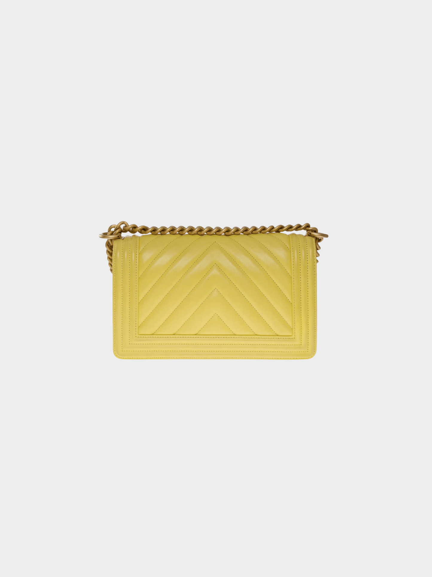 Chanel 2018 Yellow Leather Boy Bag