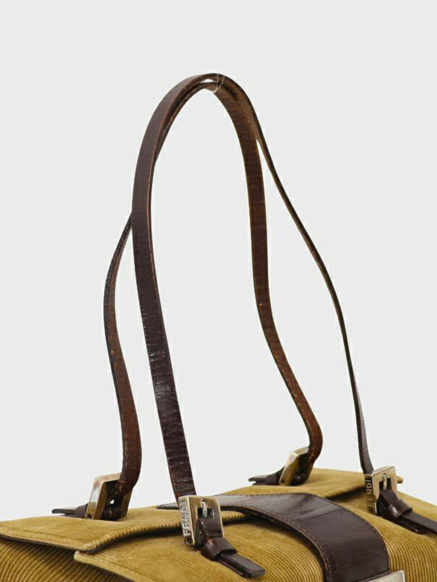 Fendi 1990s Brown Logo Corduroy Handbag