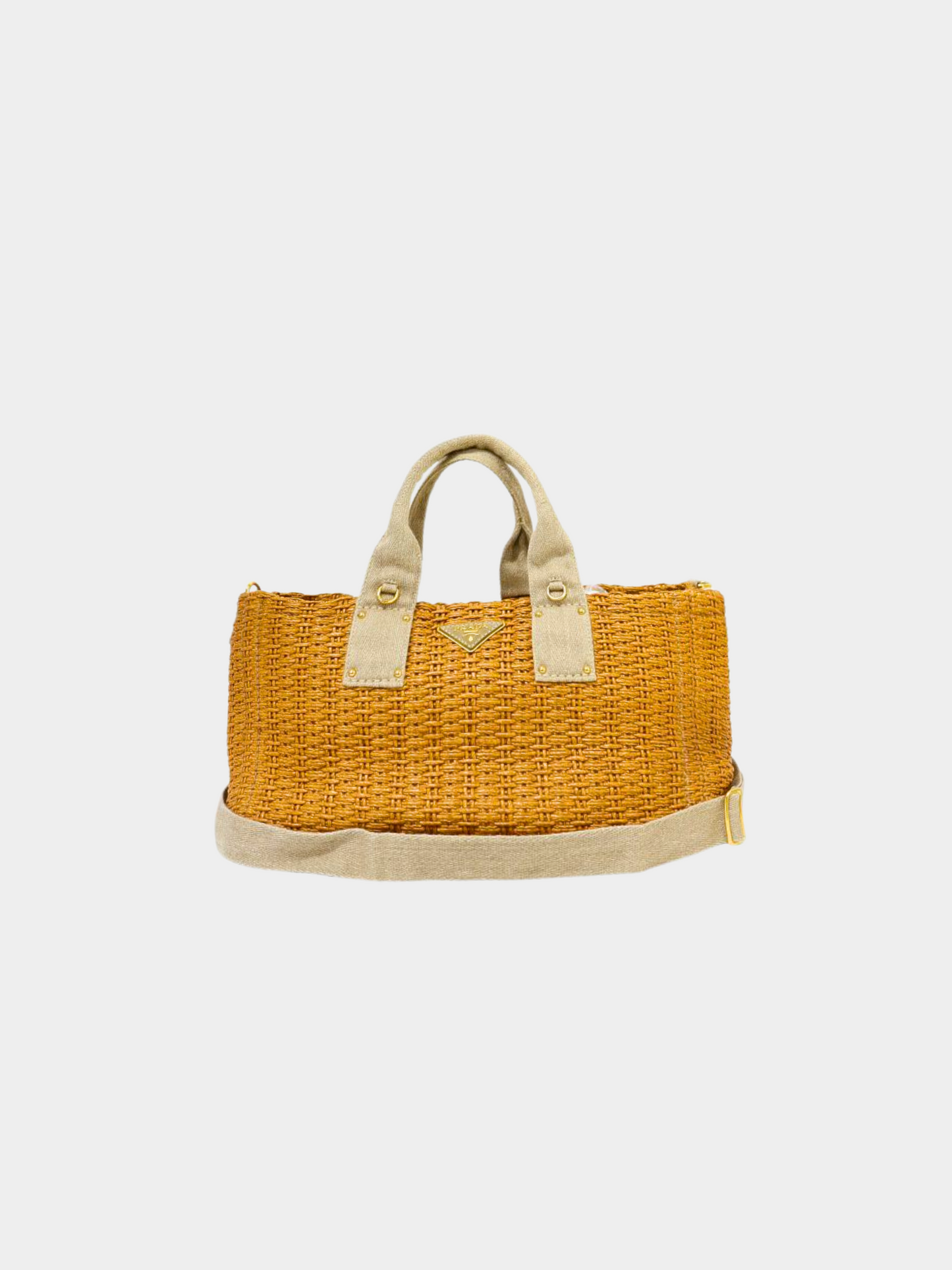 Prada 2010s Beige Straw Canapa Tote Bag