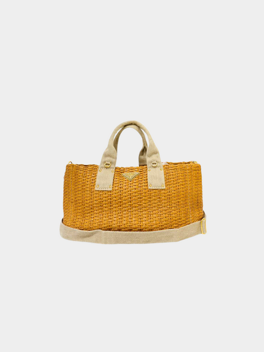 Prada 2010s Beige Straw Canapa Tote Bag