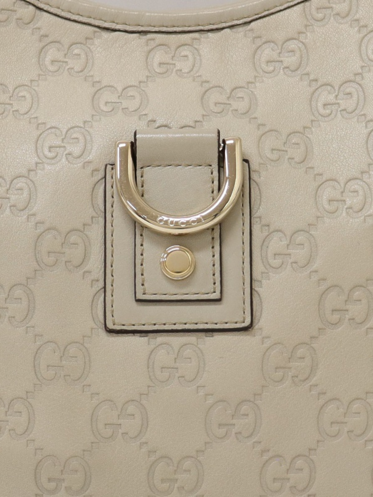 Gucci 2000s White Leather Abbey GG One-Shoulder Bag