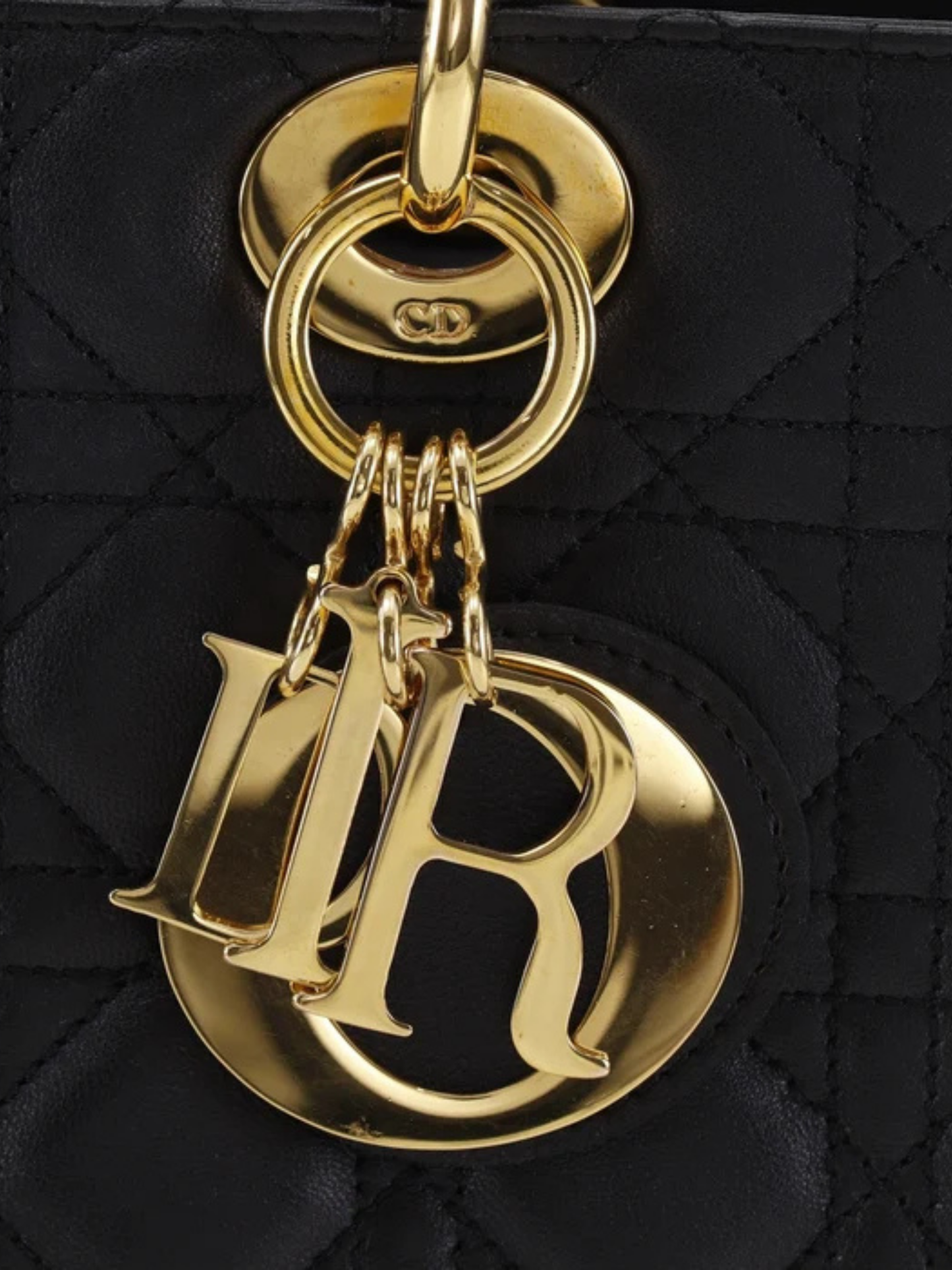 Dior 2020s Black Lambskin Cannage Lady Dior Handbag