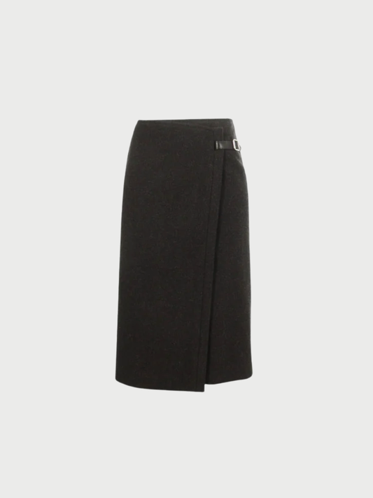 Hermès 1990s Gray Wool Sheepskin Skirt