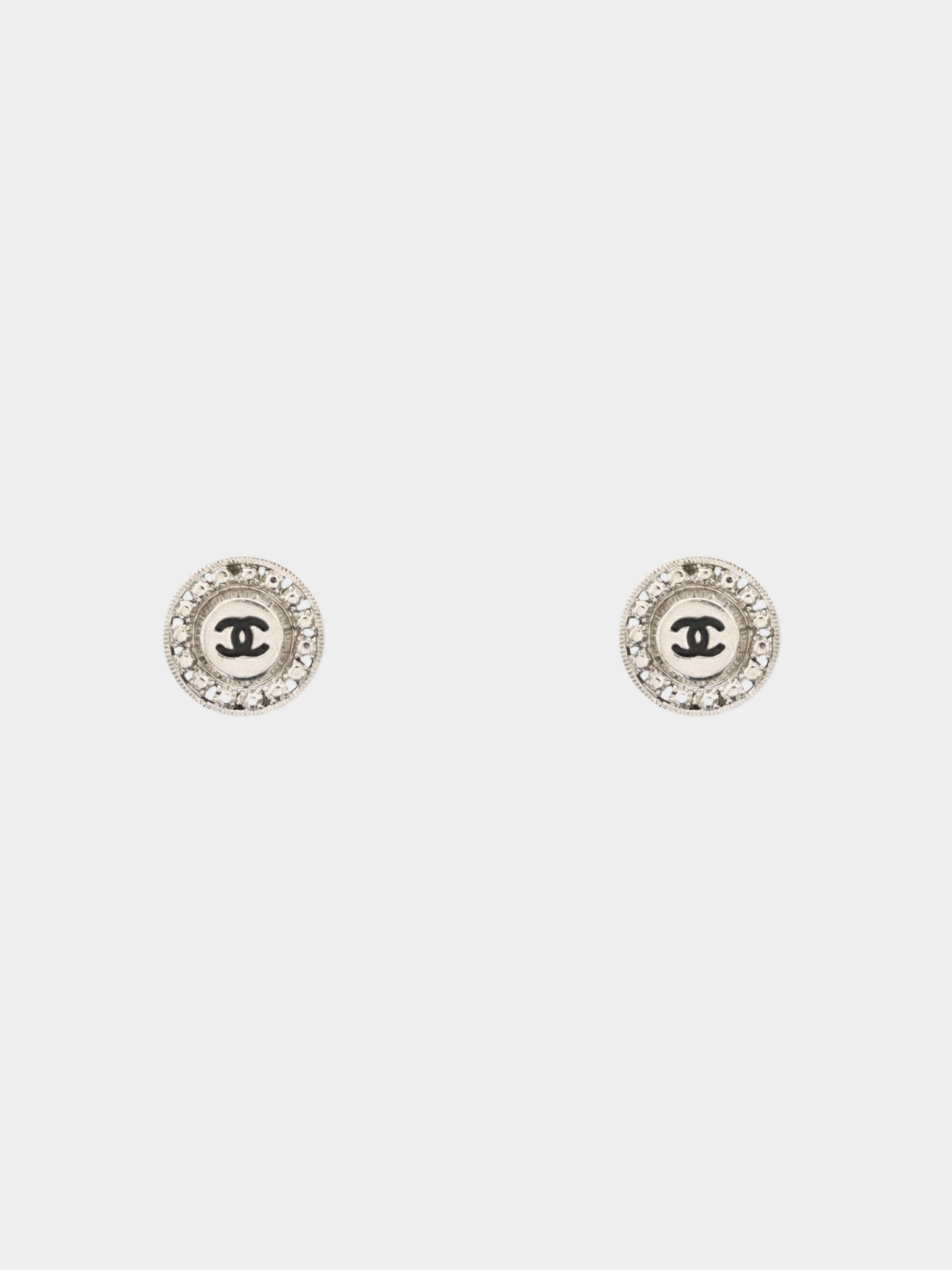 Chanel 2000s Silver CC Round Clip-on Earrings