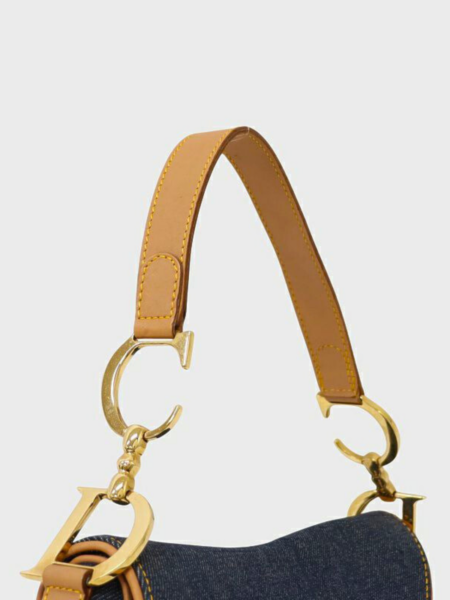 Christian Dior 2000s Navy Beige Denim Saddle Bag
