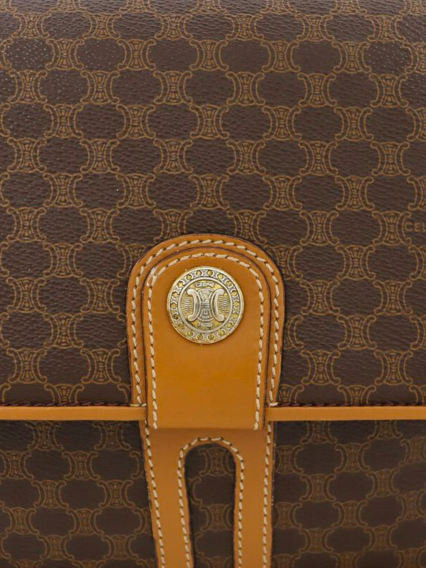 Celine 2000s Brown Macadam Blazon PVC Shoulder Bag