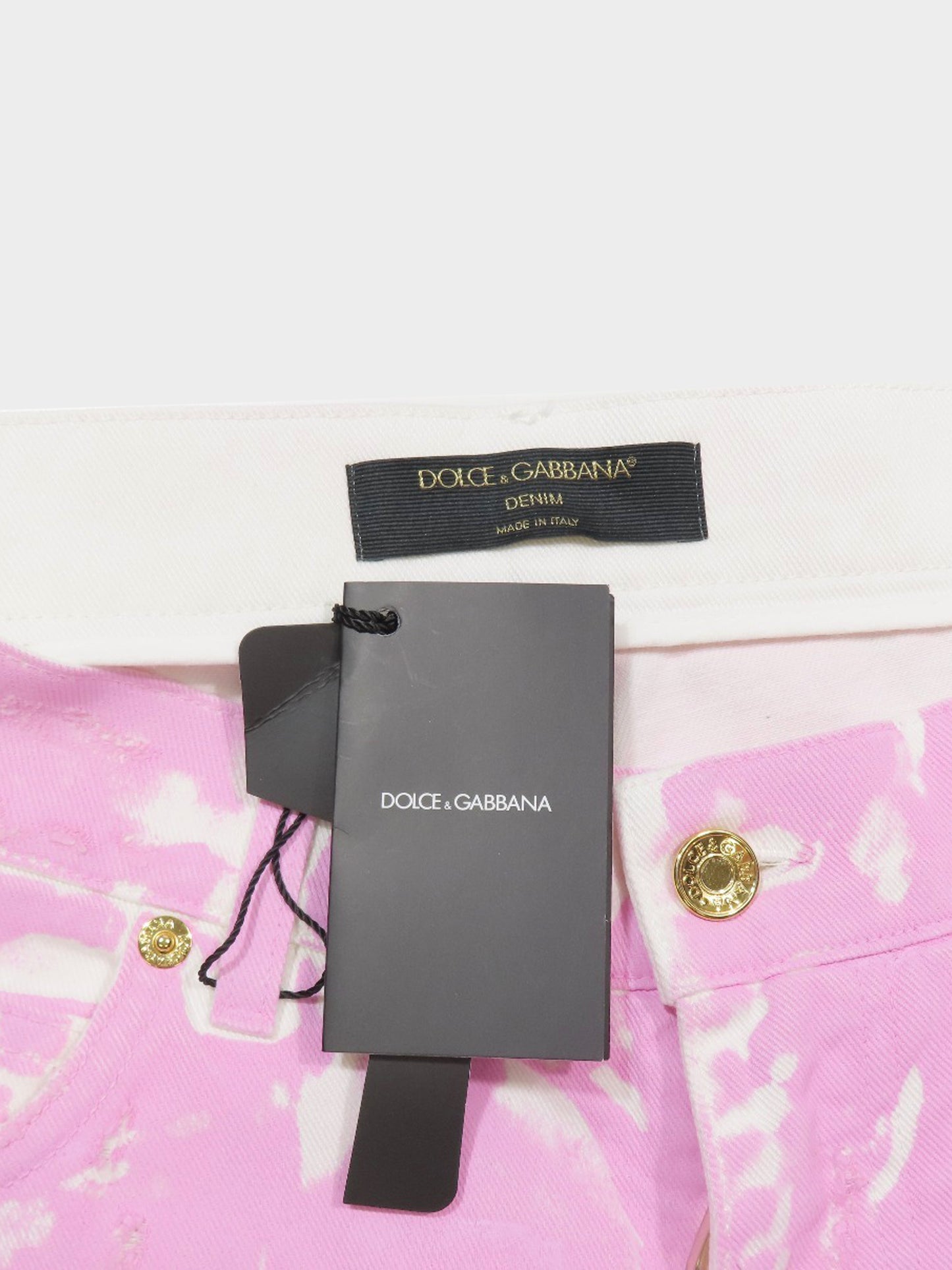 Dolce and Gabbana 2010s Pink Dyed Denim Distressed Pants