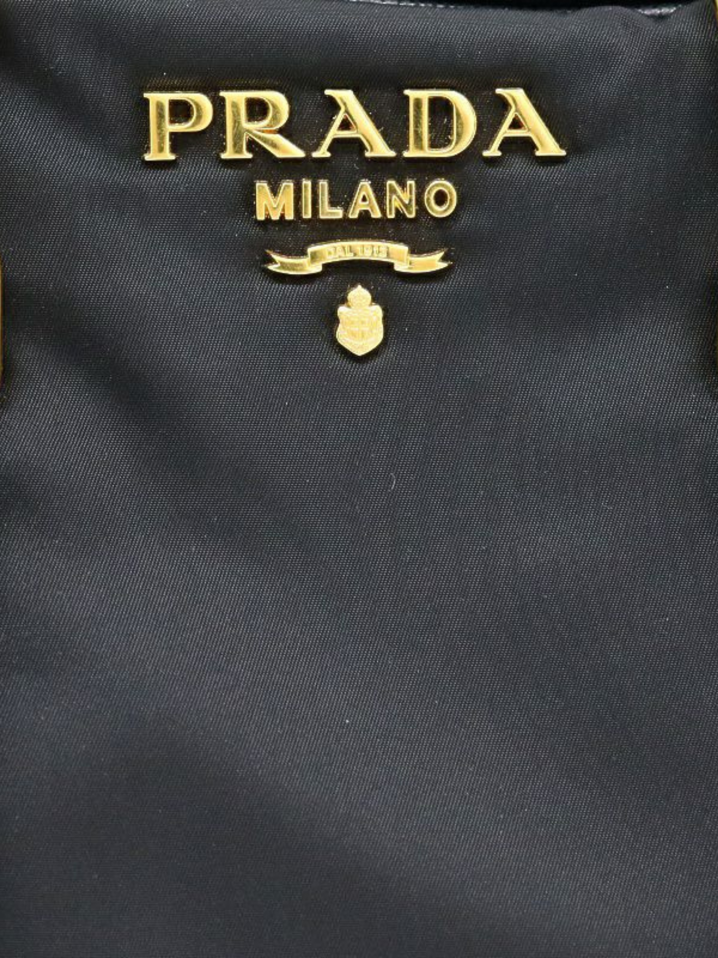 Prada 2000s Black Nylon Leather Logo Hardware Handbag