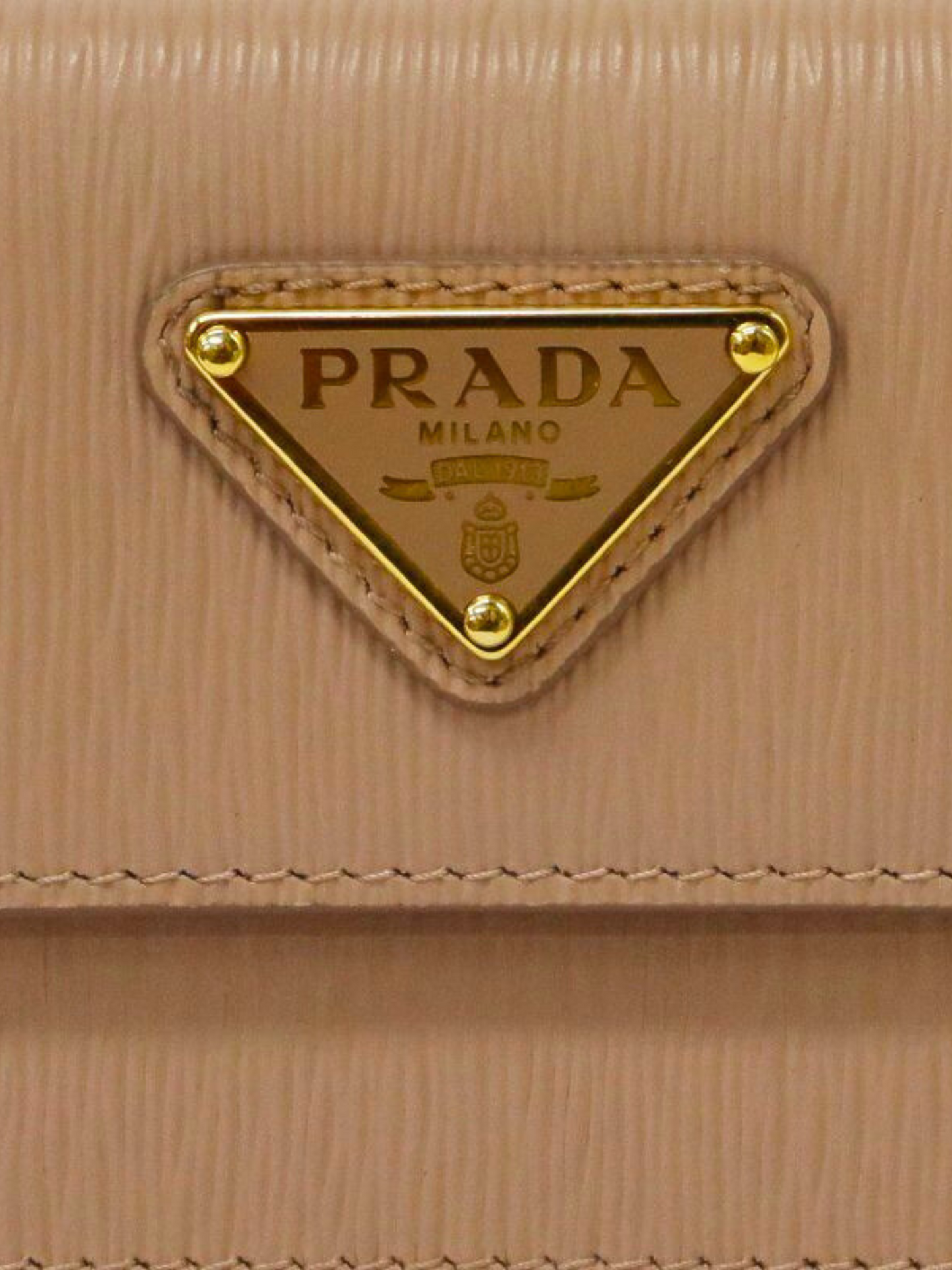 Prada 2010s Beige Pink Triangle Logo Leather Card Case
