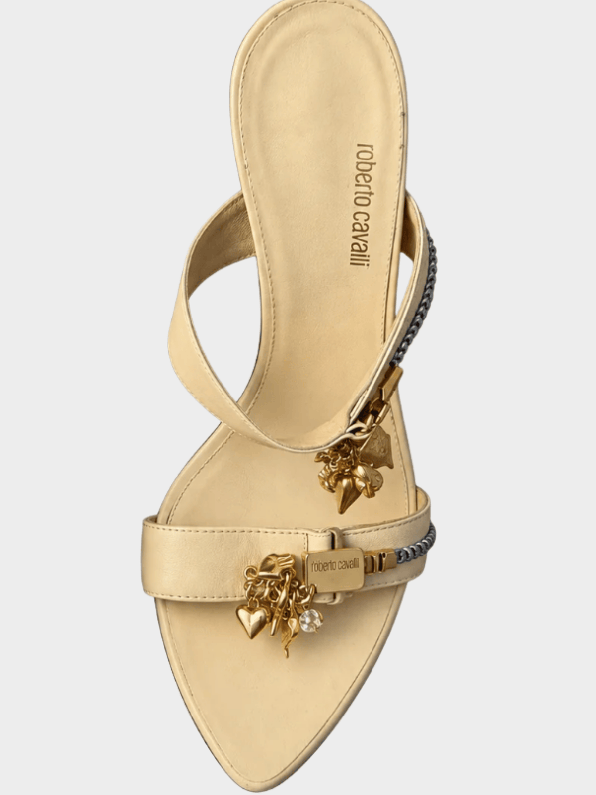 Roberto Cavalli 2000s Beige Leather Charm Heels