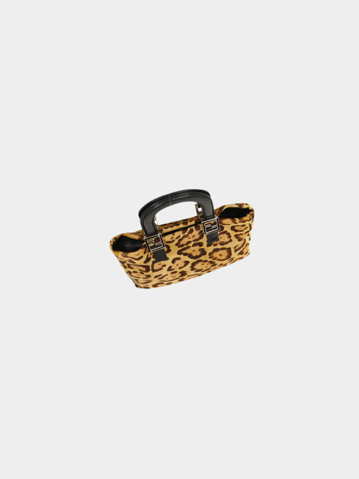 Fendi 2000s Brown Black Leopard Haircalf Handbag