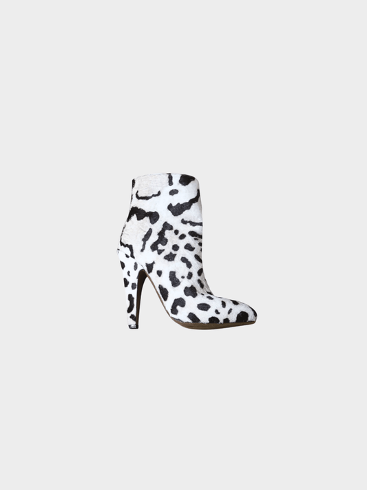 Azzedine Alaïa 2000s White and Black Ponyhair Zebra Print Boots