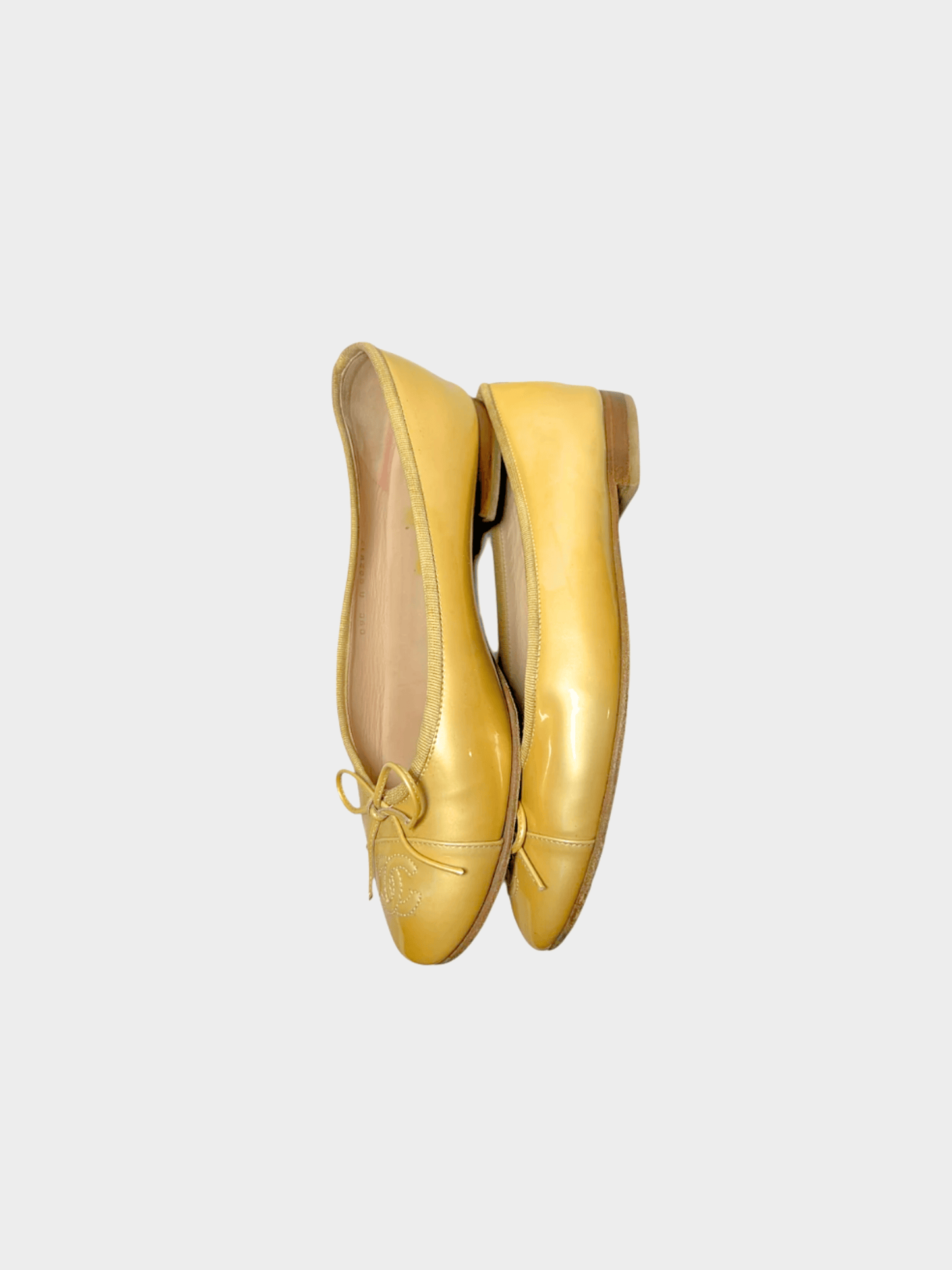 Chanel 2000s Mustard Yellow CC Interlocking Logo Ballet Flats
