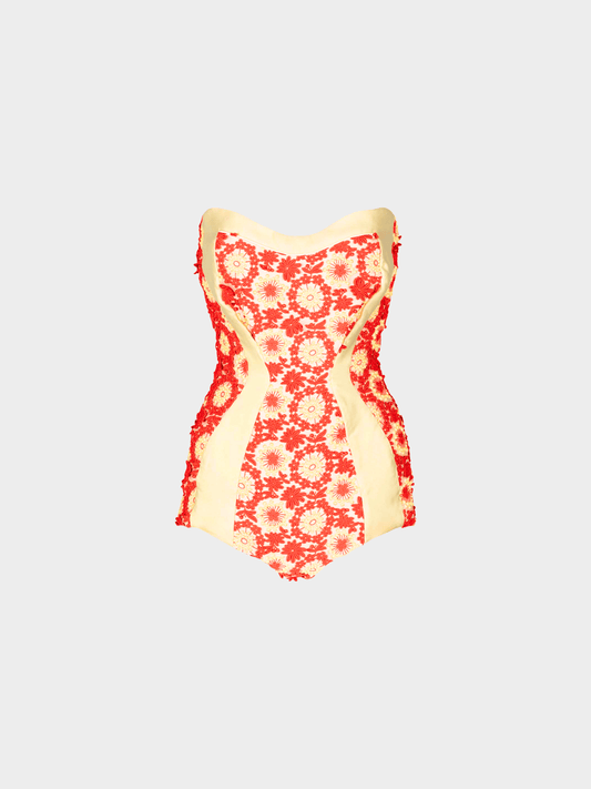 Prada SS 2012 Rare Runway Floral Embroidered Pinup Bodysuit