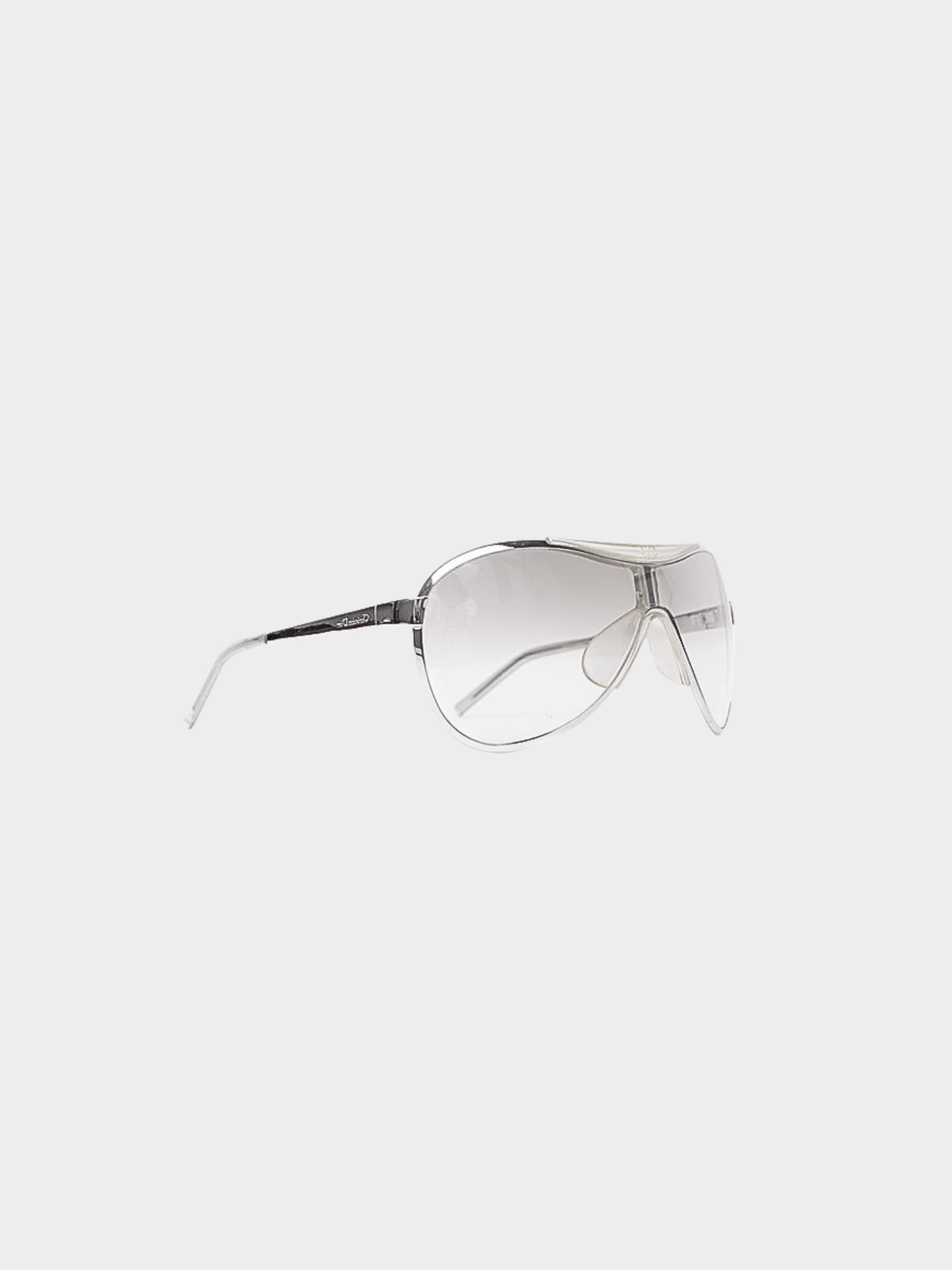 Christian Dior by John Galliano SS 2000 Silver Rodeo Drive Shield Sunglasses
