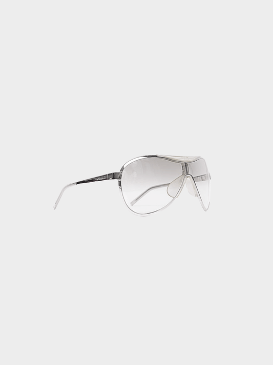 Christian Dior by John Galliano SS 2000 Silver Rodeo Drive Shield Sunglasses