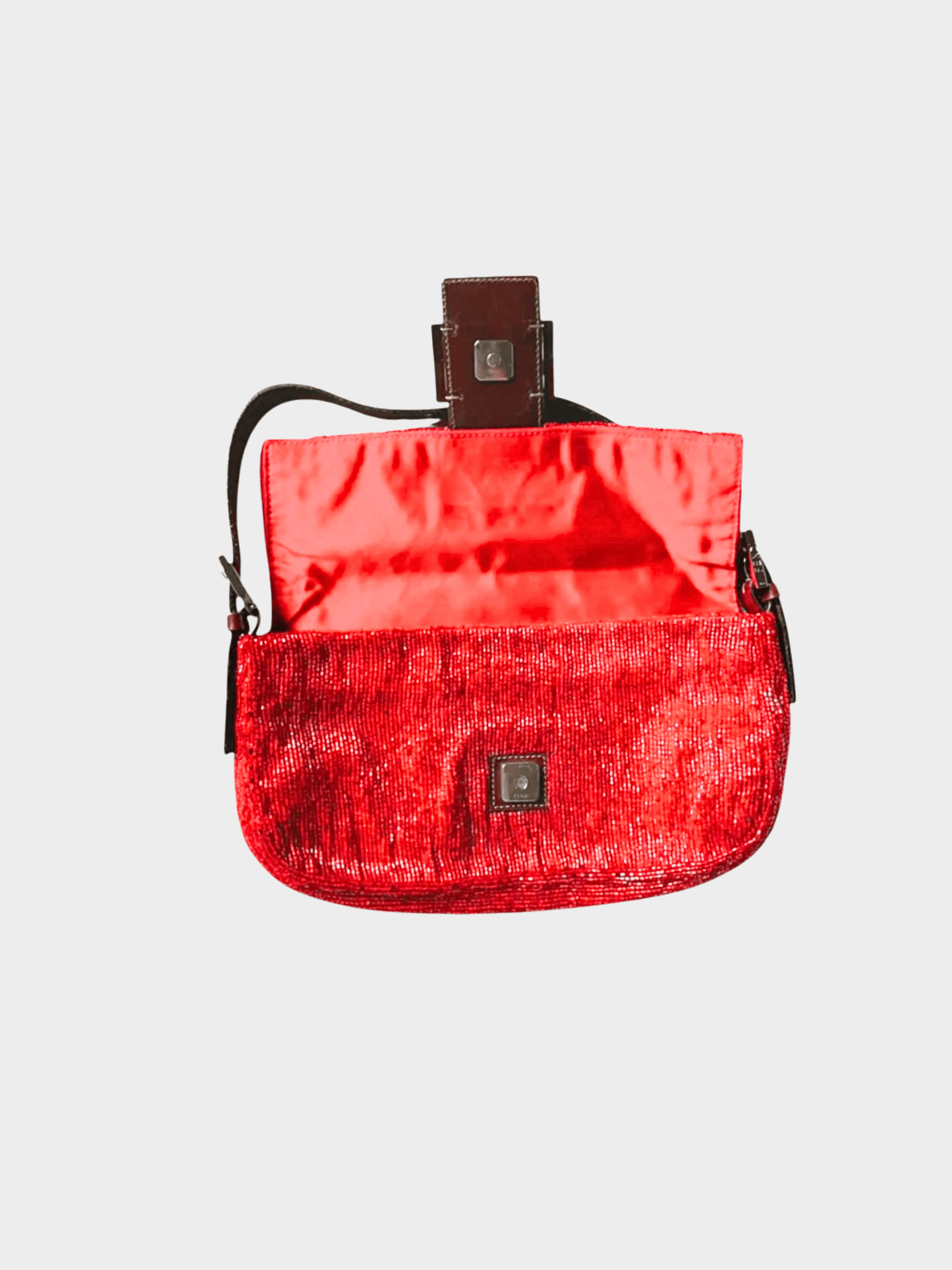 Fendi 2000s Cherry Red Beaded Baguette Bag
