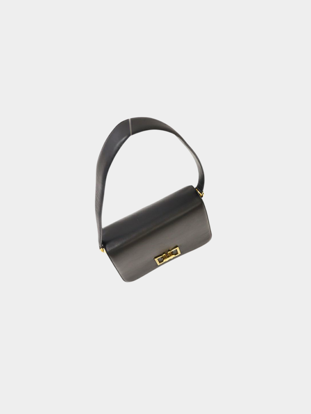 Salvatore Ferragamo 2000s Black Leather Logo Hardware One-Shoulder Bag