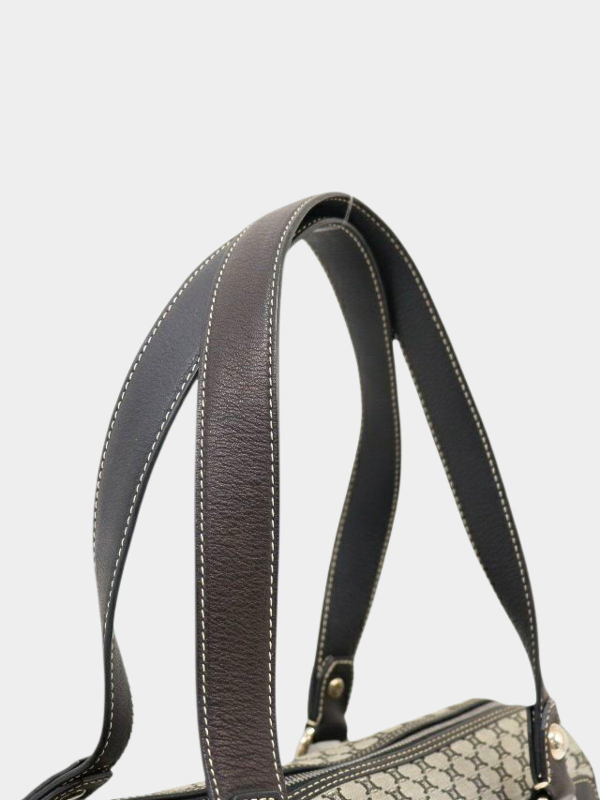 Celine 1990s Black Green Macadam Canvas Shoulder Bag