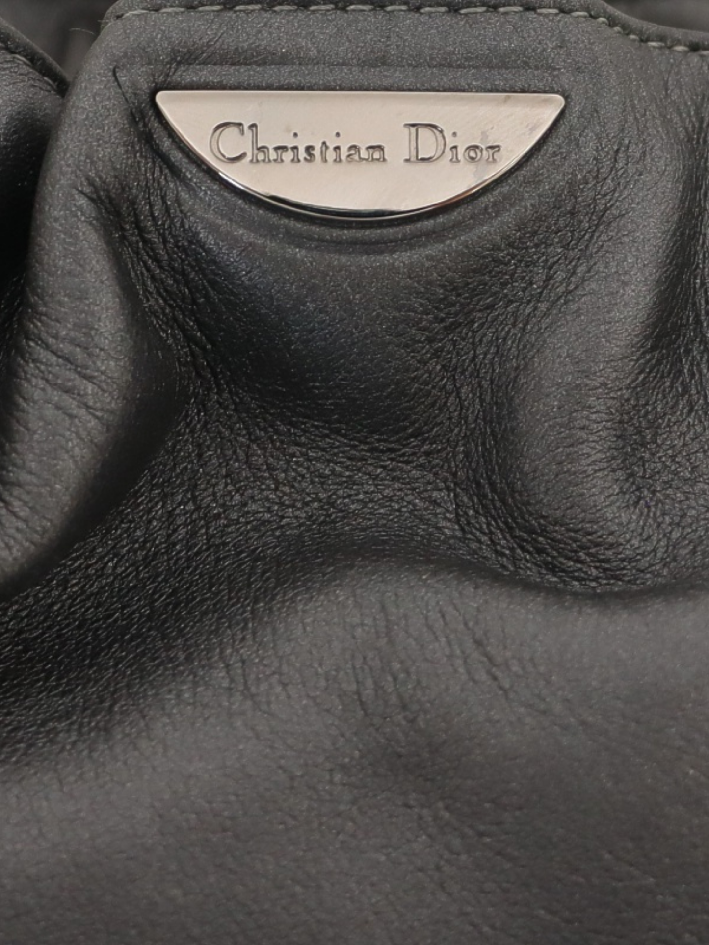 Christian Dior 2000s Gray Leather Maris Pearl Handbag