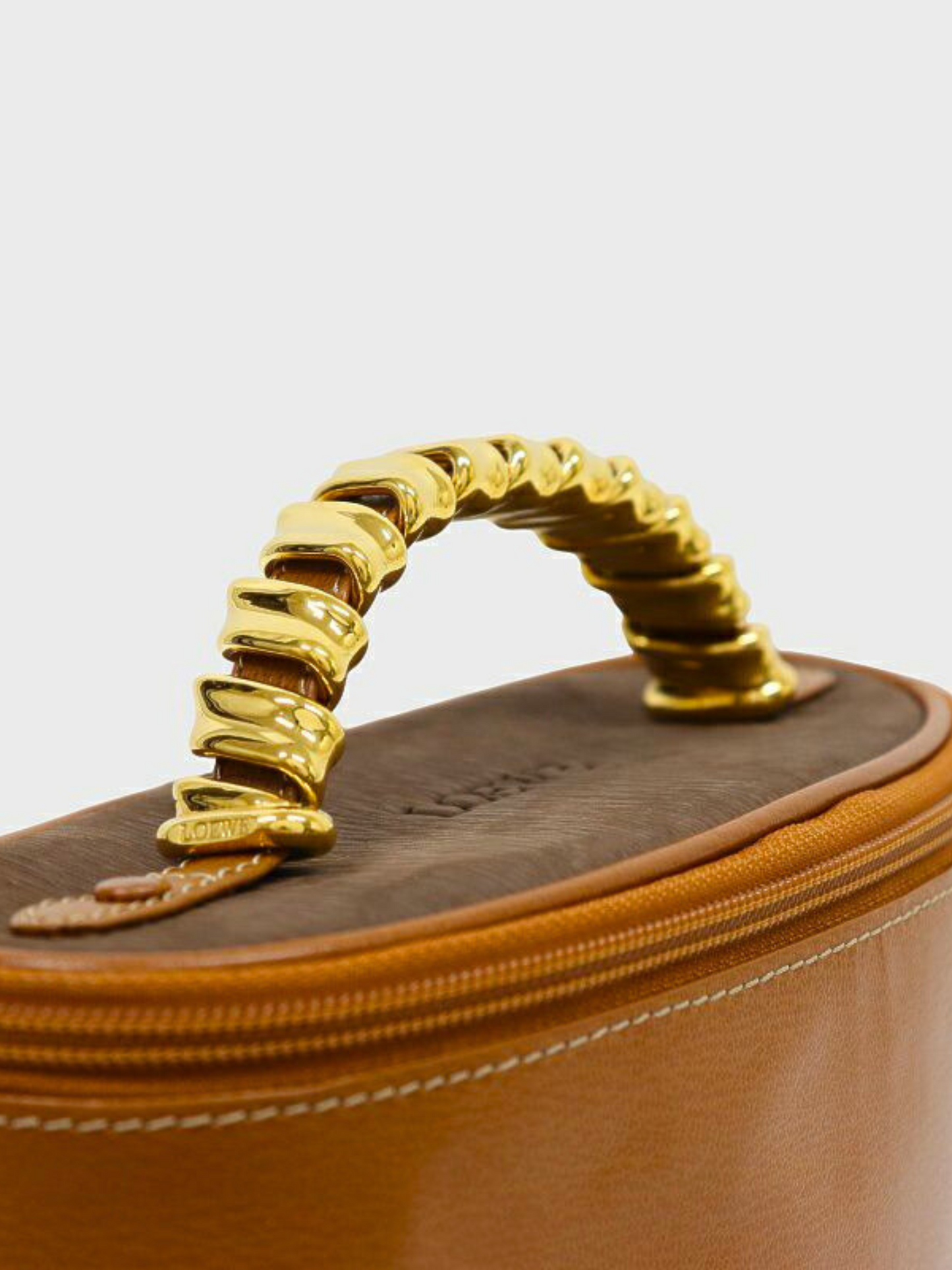 Loewe 1990s Camel Leather and Suede Velazquez Vanity Bag