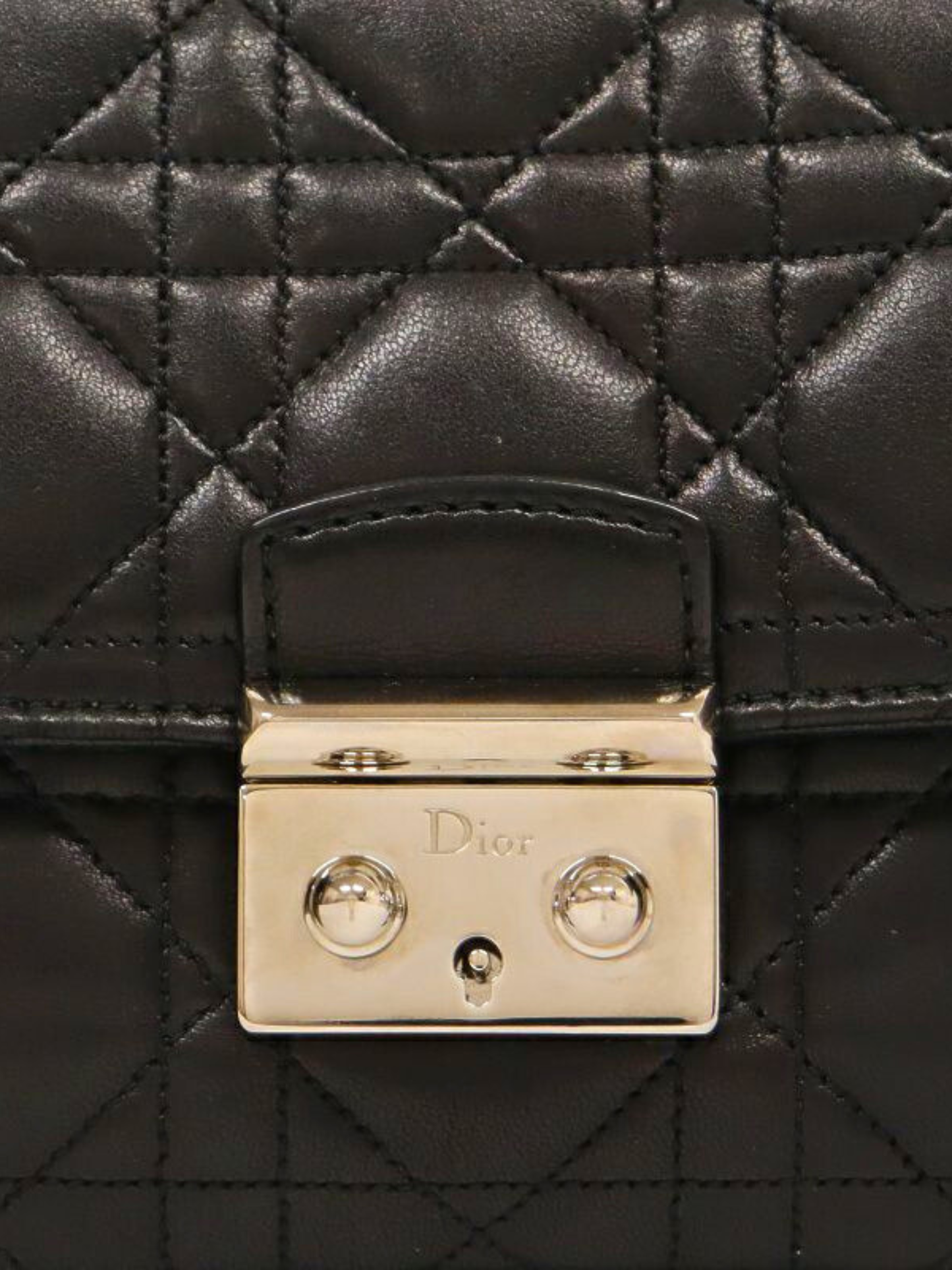 Christian Dior 2010s Black Cannage New Lock Leather Chain Shoulder Bag