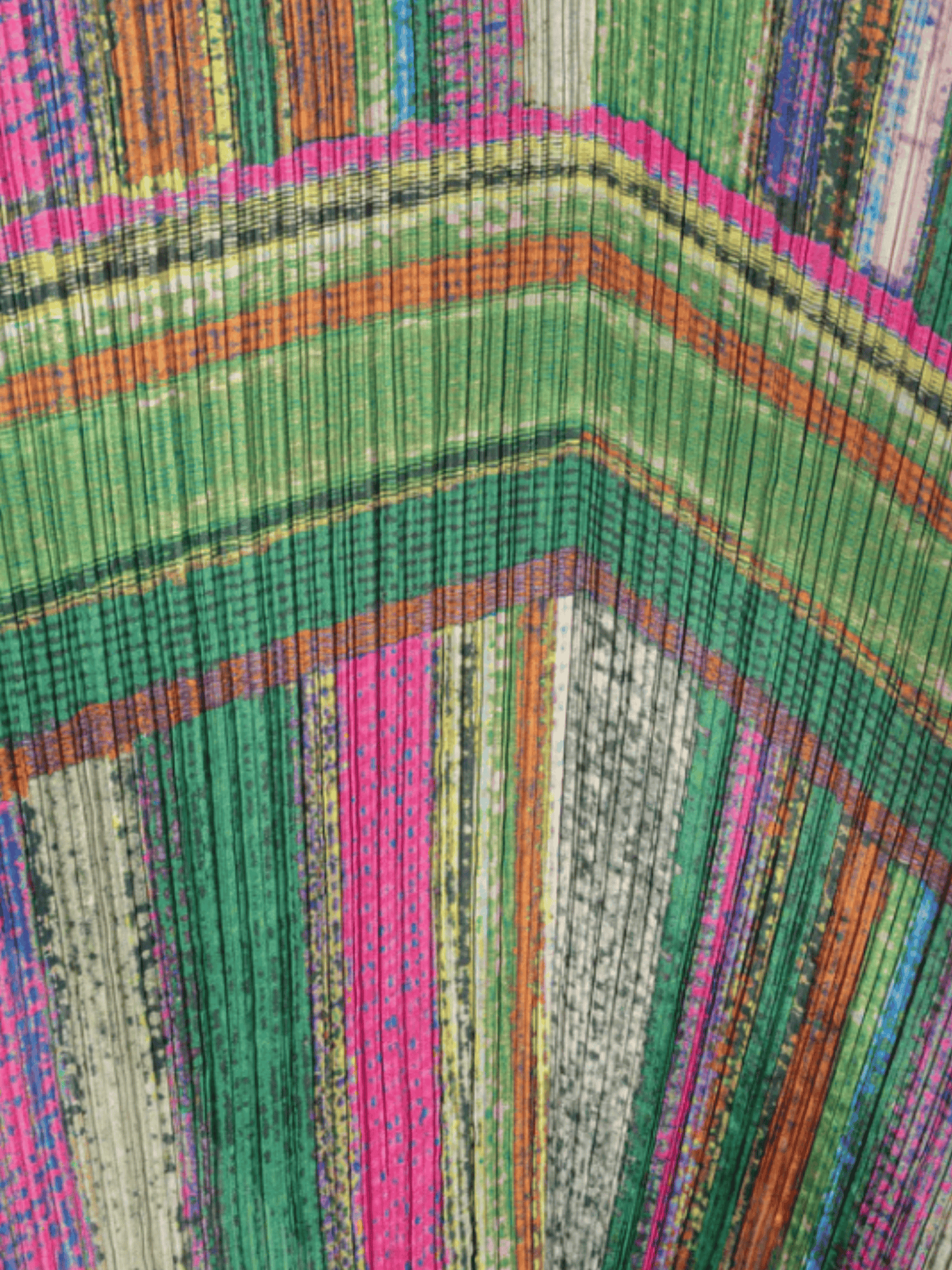 Issey Miyake Pleats Please 2000s Green and Pink Abstract-Print Shawl