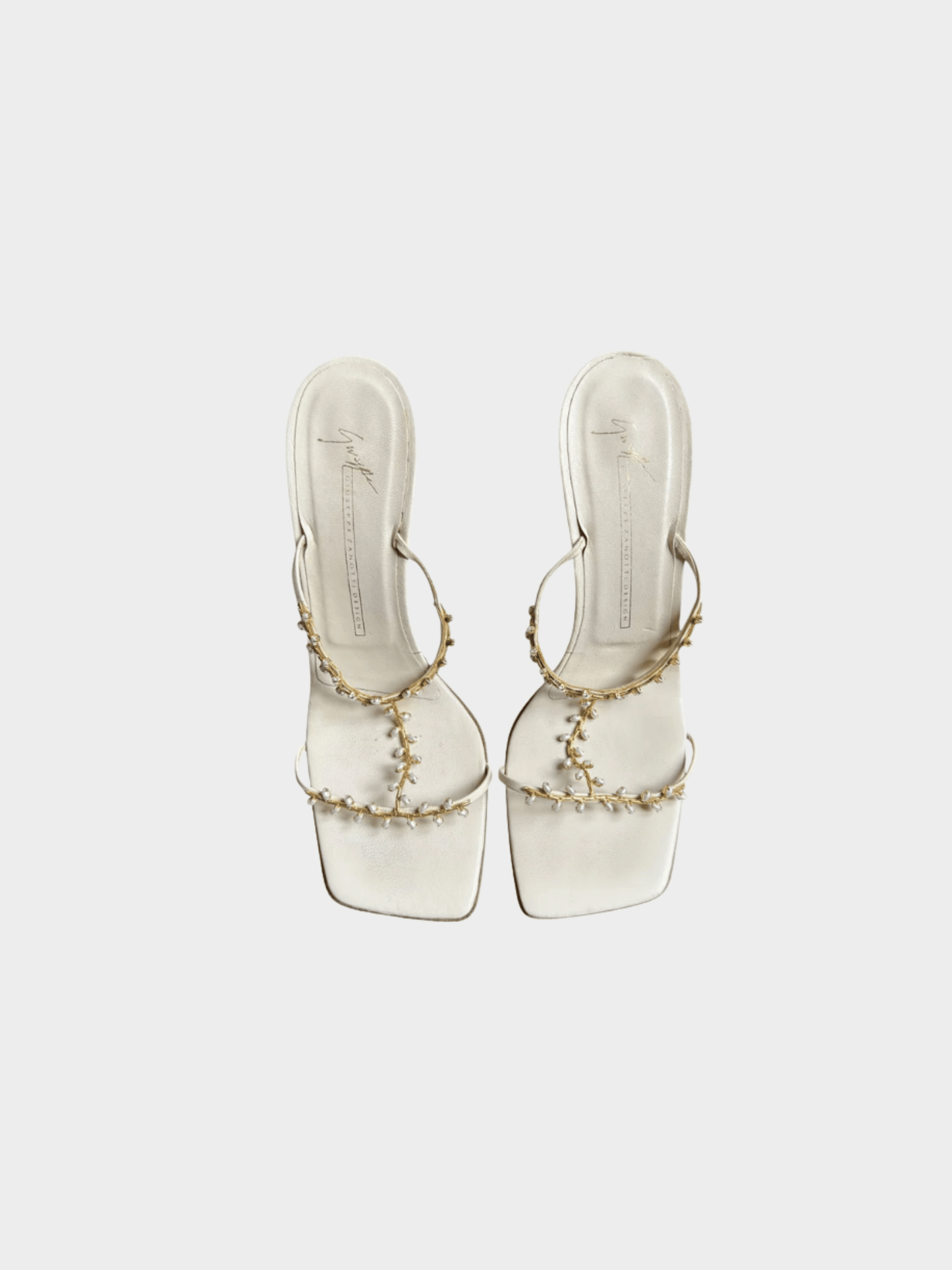 Giuseppe Zanotti 2000s White Leather Pearl Heels