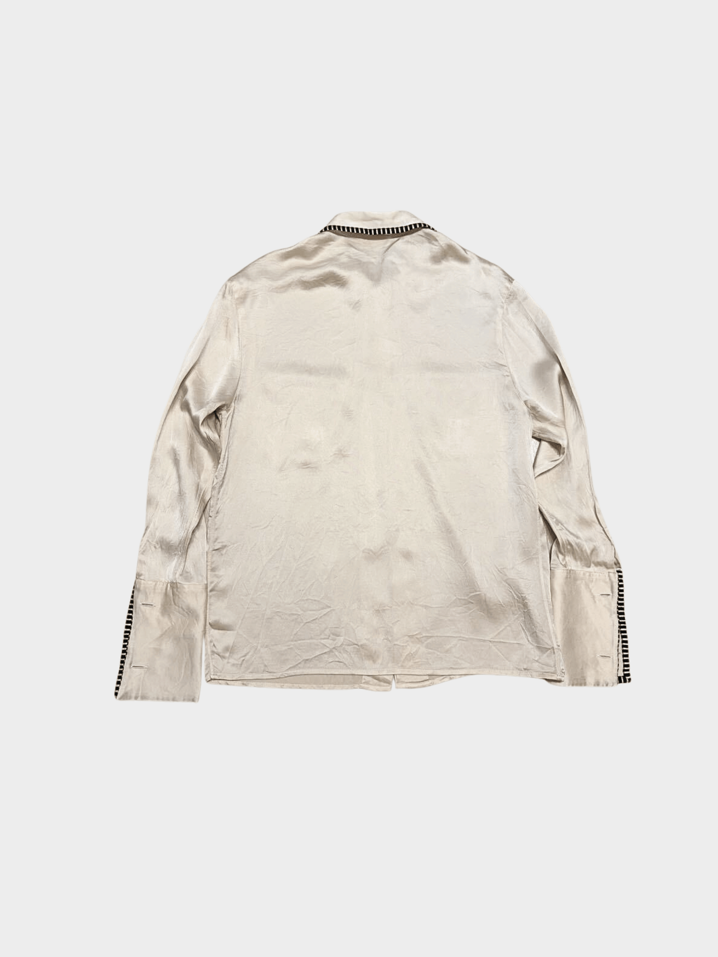 Chanel SS 1995 Cream Silk Long Sleeve Button Down Top