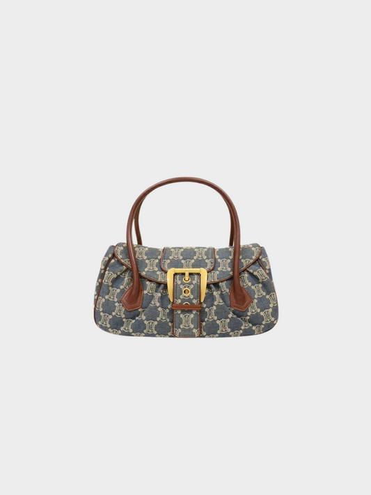 Celine 2000s Blue Denim Monogram Macadam Bag
