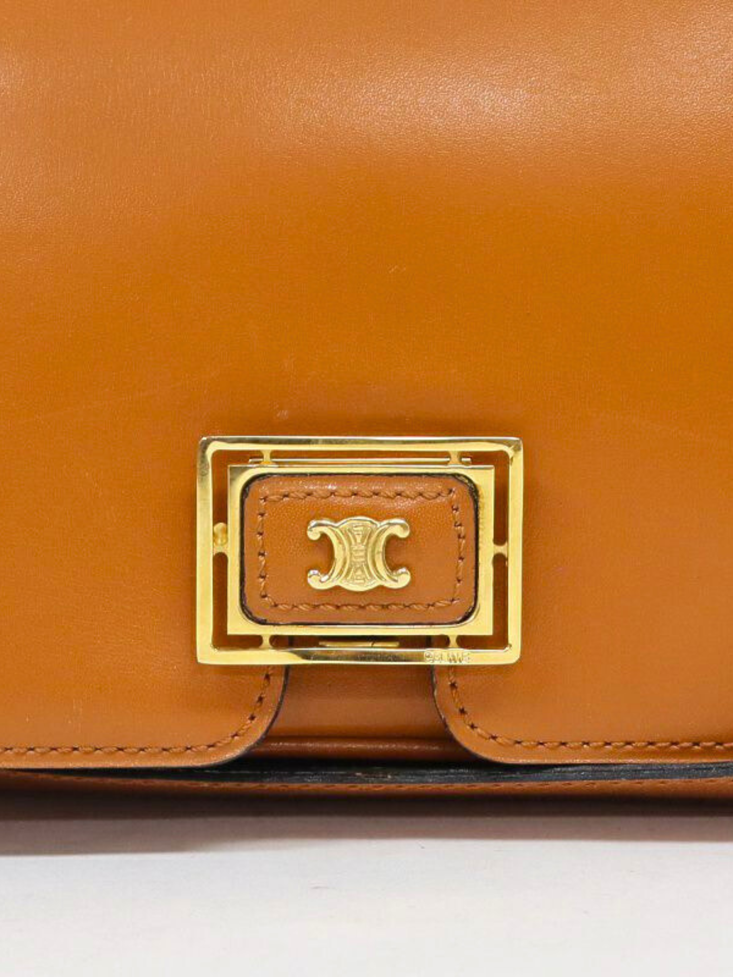 Celine 2000s Brown Triomphe Leather Shoulder Bag