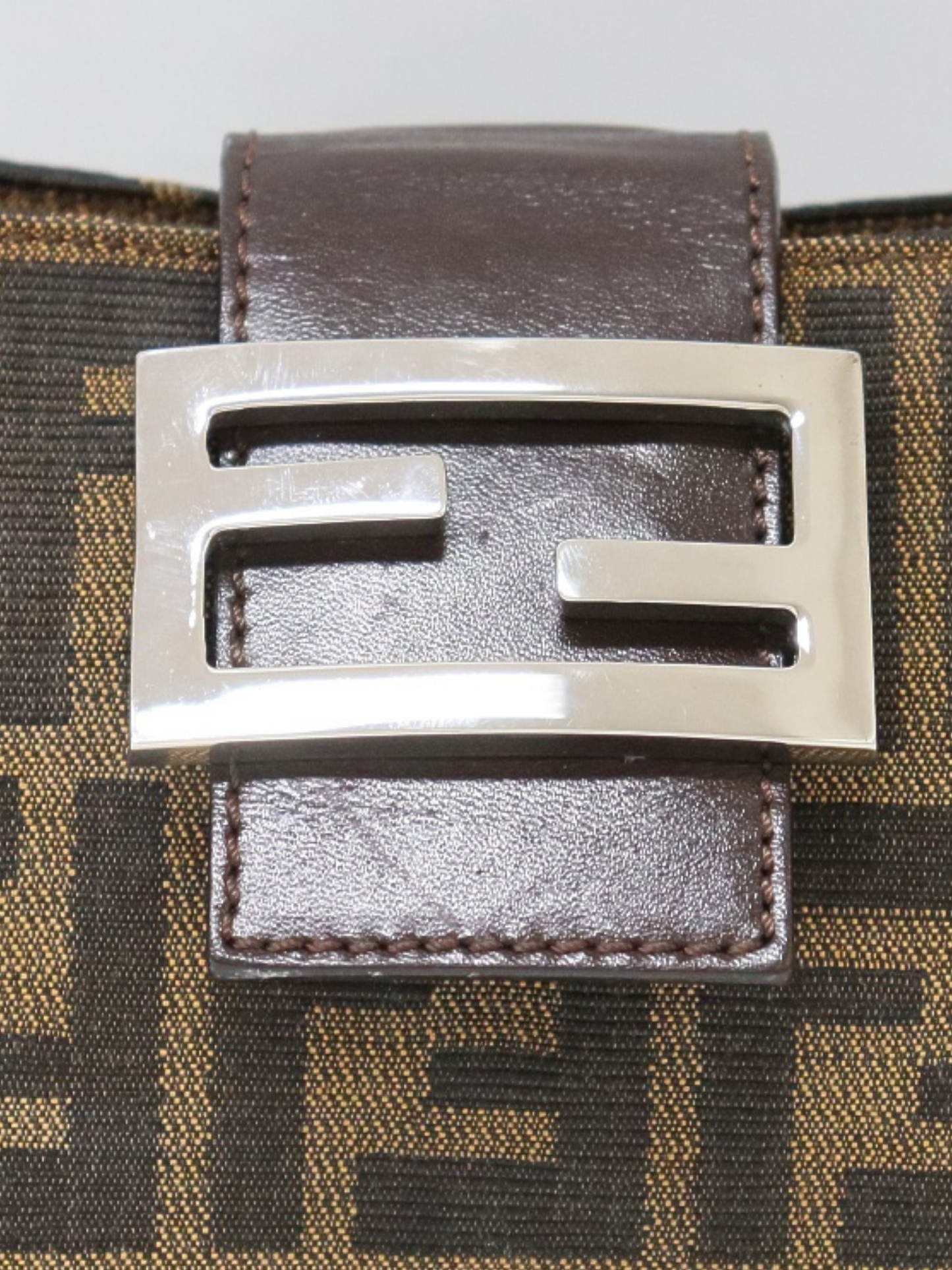 Fendi 2000s Brown Zucca Canvas Leather One-Shoulder Bag