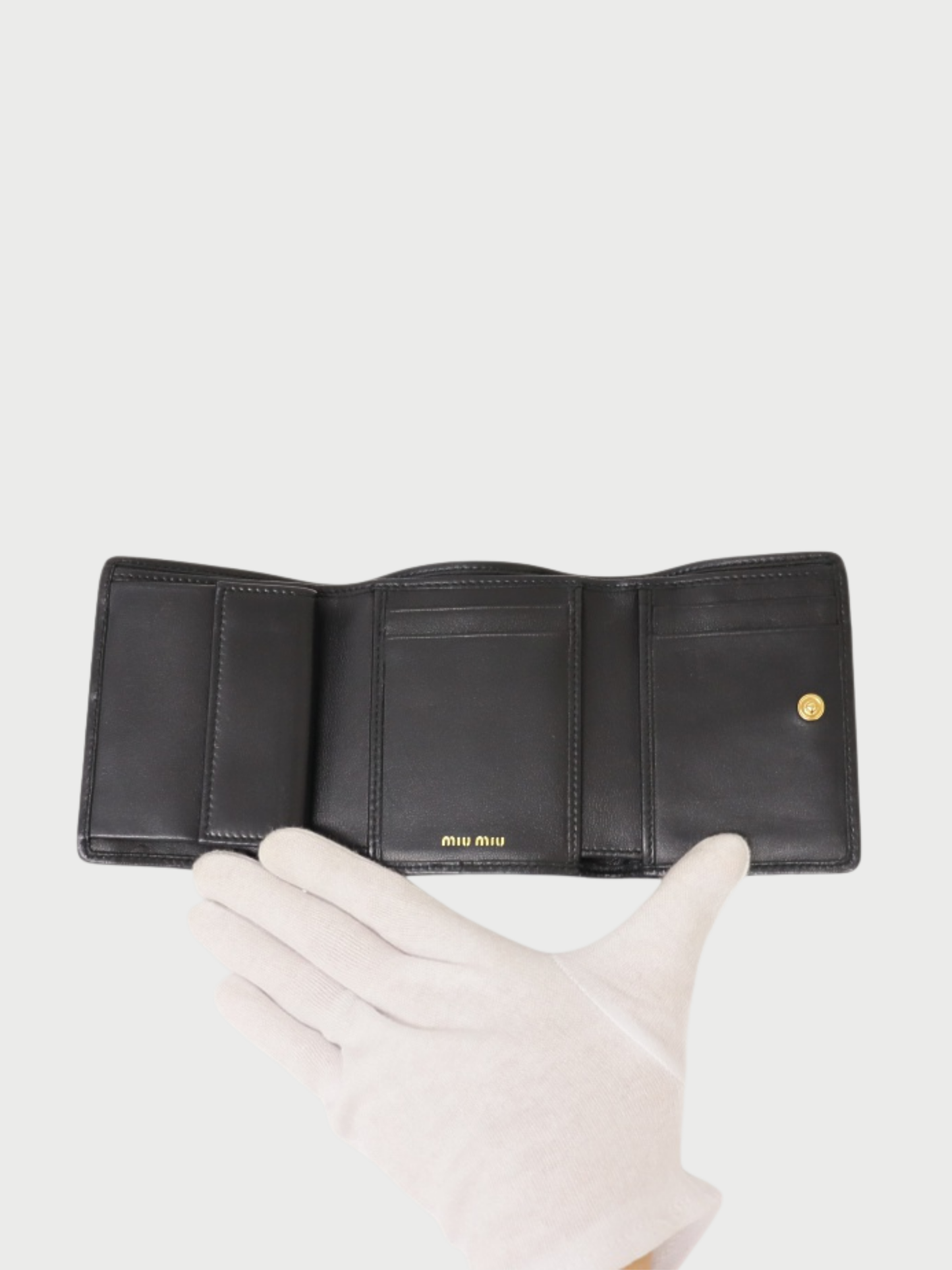 Miu Miu 2020s Black Leather Matelassé Wallet