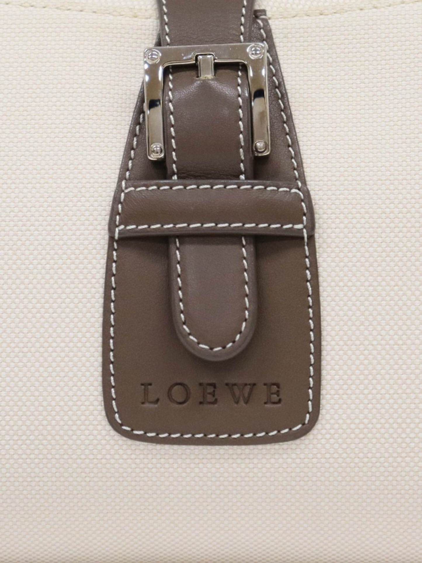 Loewe 2000s White Gray Canvas Leather Senda Bag