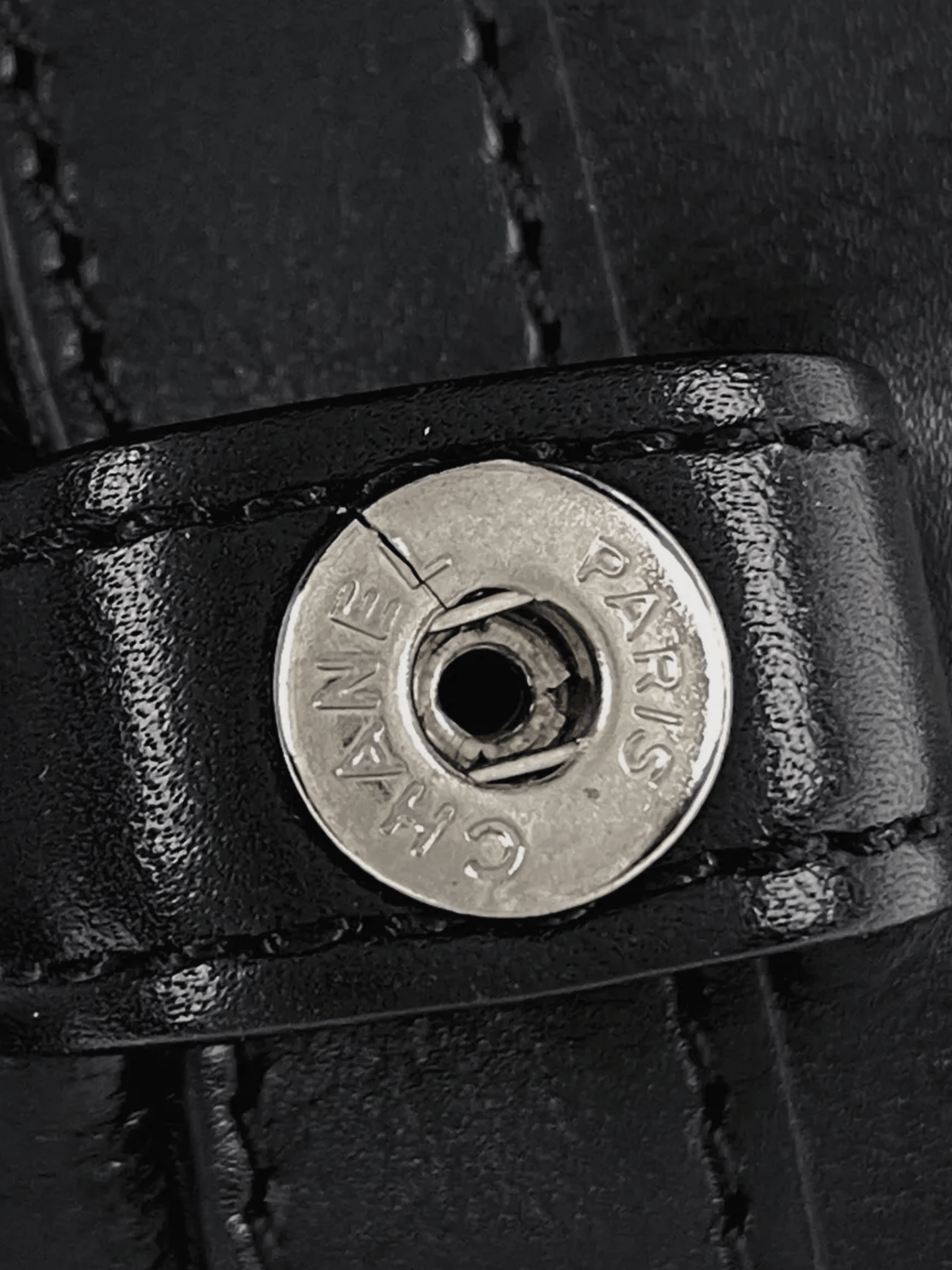 Chanel 2006 Black CC Leather Bowling Bag