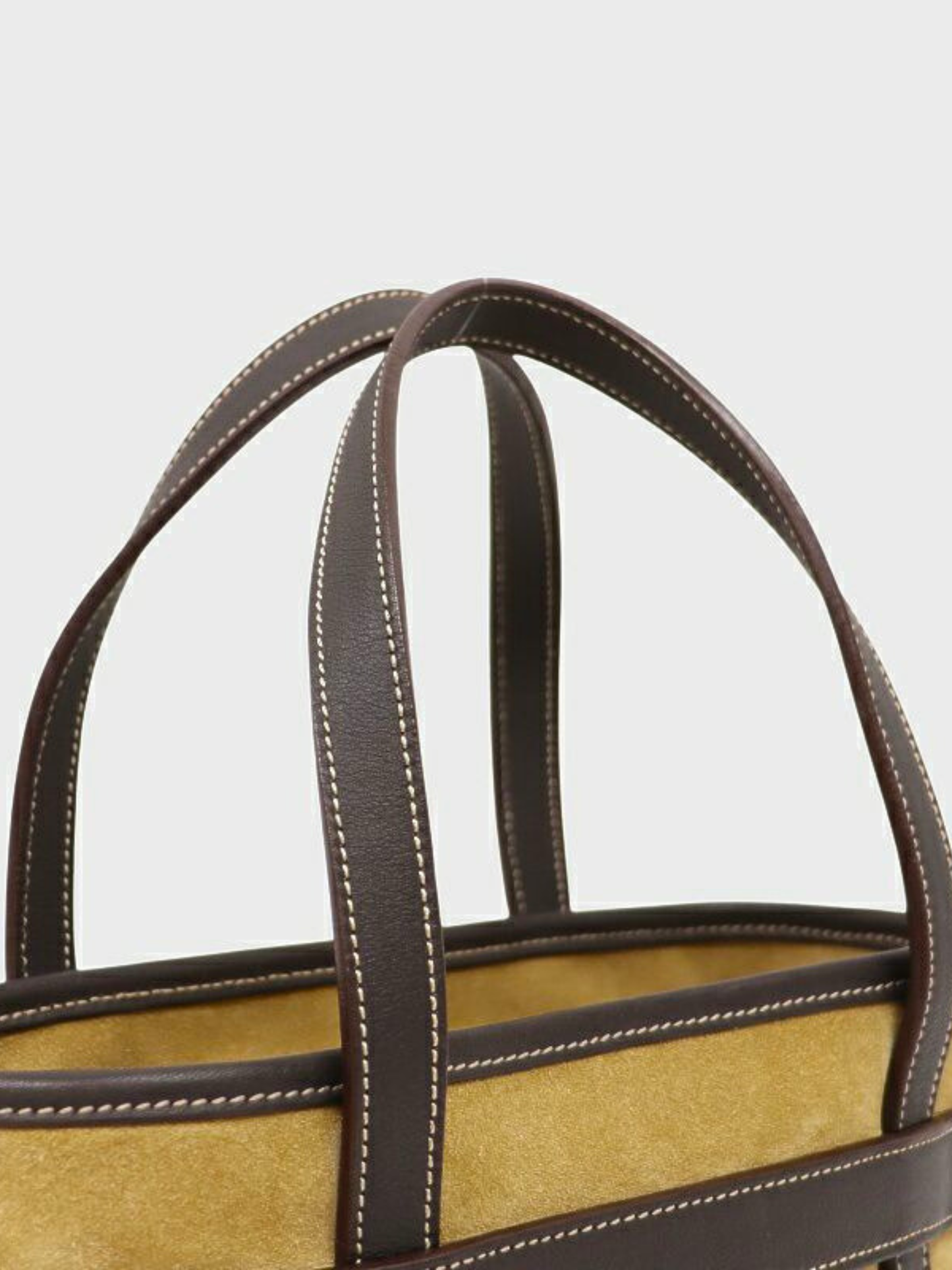 Loewe 2000s Beige Dark Brown Anagram Suede Handbag