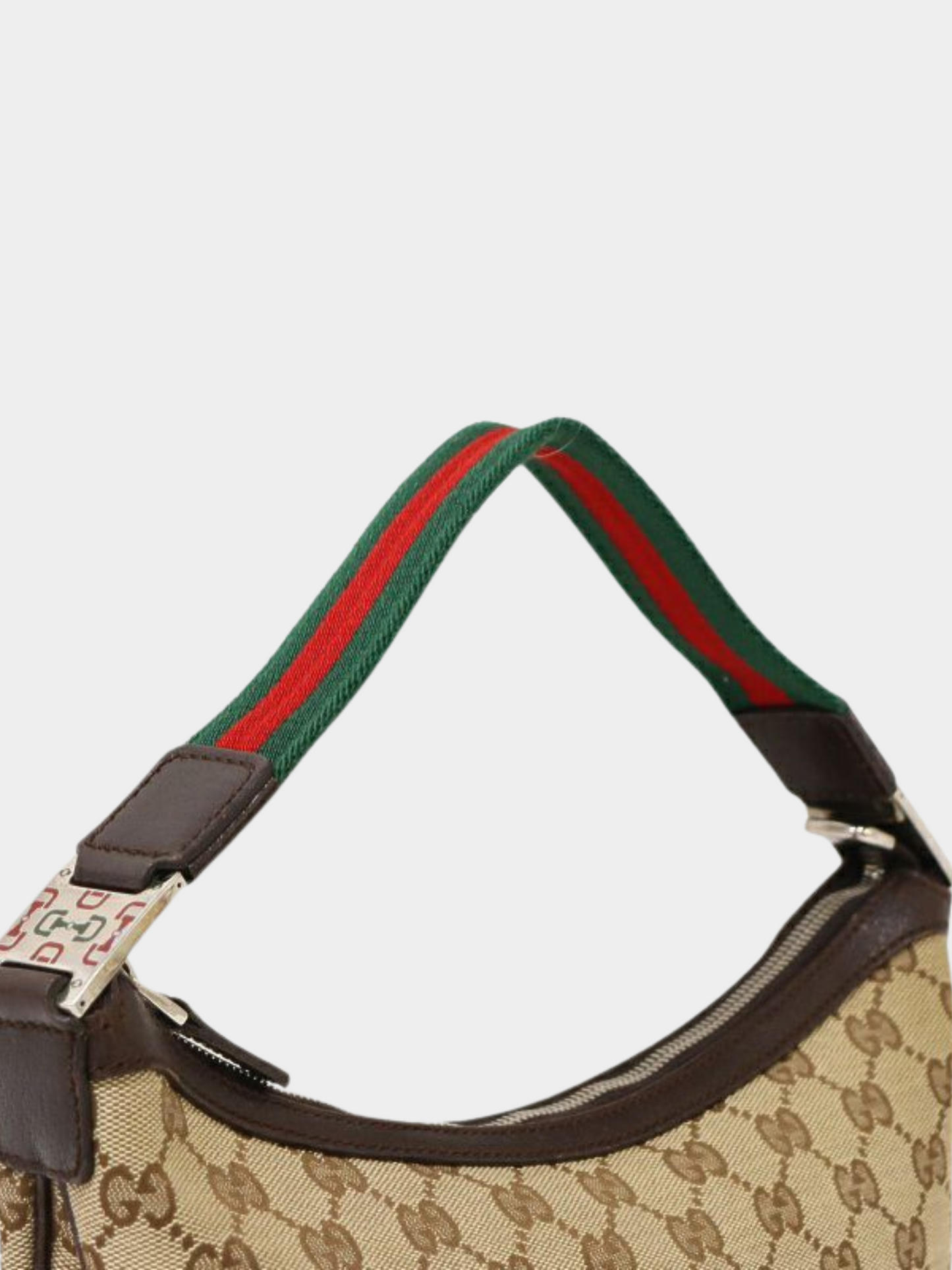 Gucci 2000s Beige Brown Sherry Line GG One-Shoulder Bag