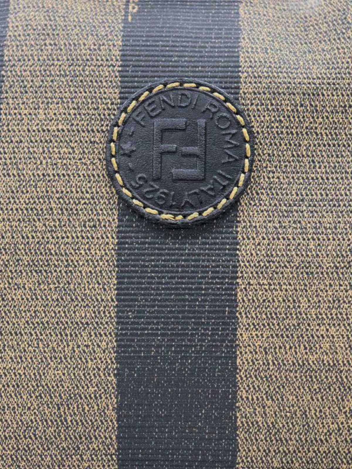 Fendi 1990s Khaki Black Pequin PVC Shoulder Bag