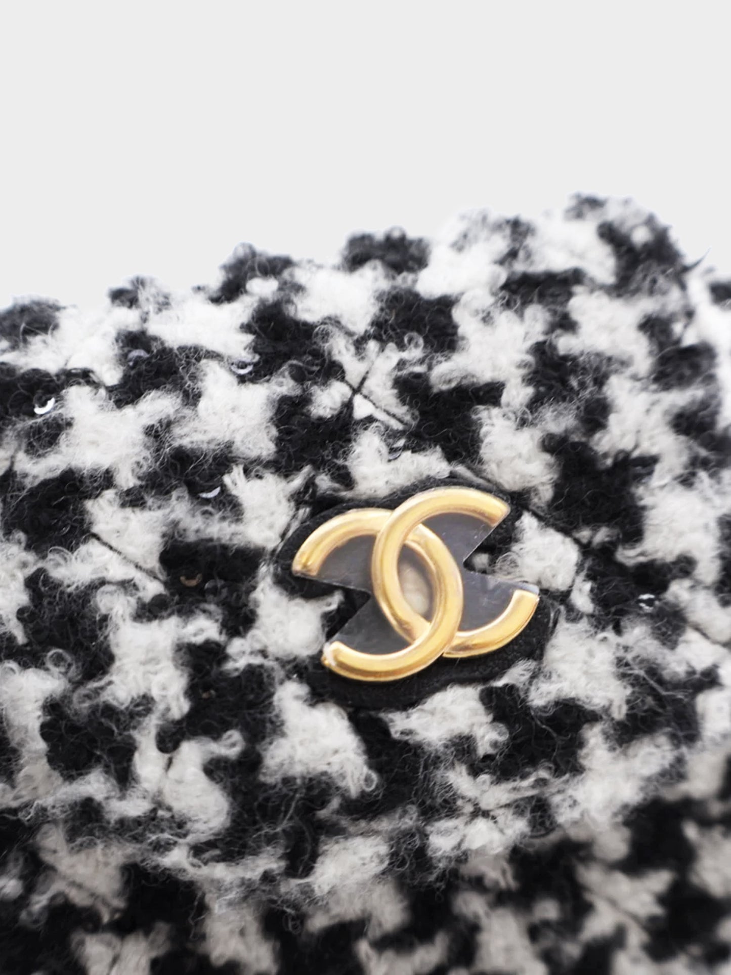 Chanel 2020s Black and White Tweed Mini CC Accordion Flap Bag