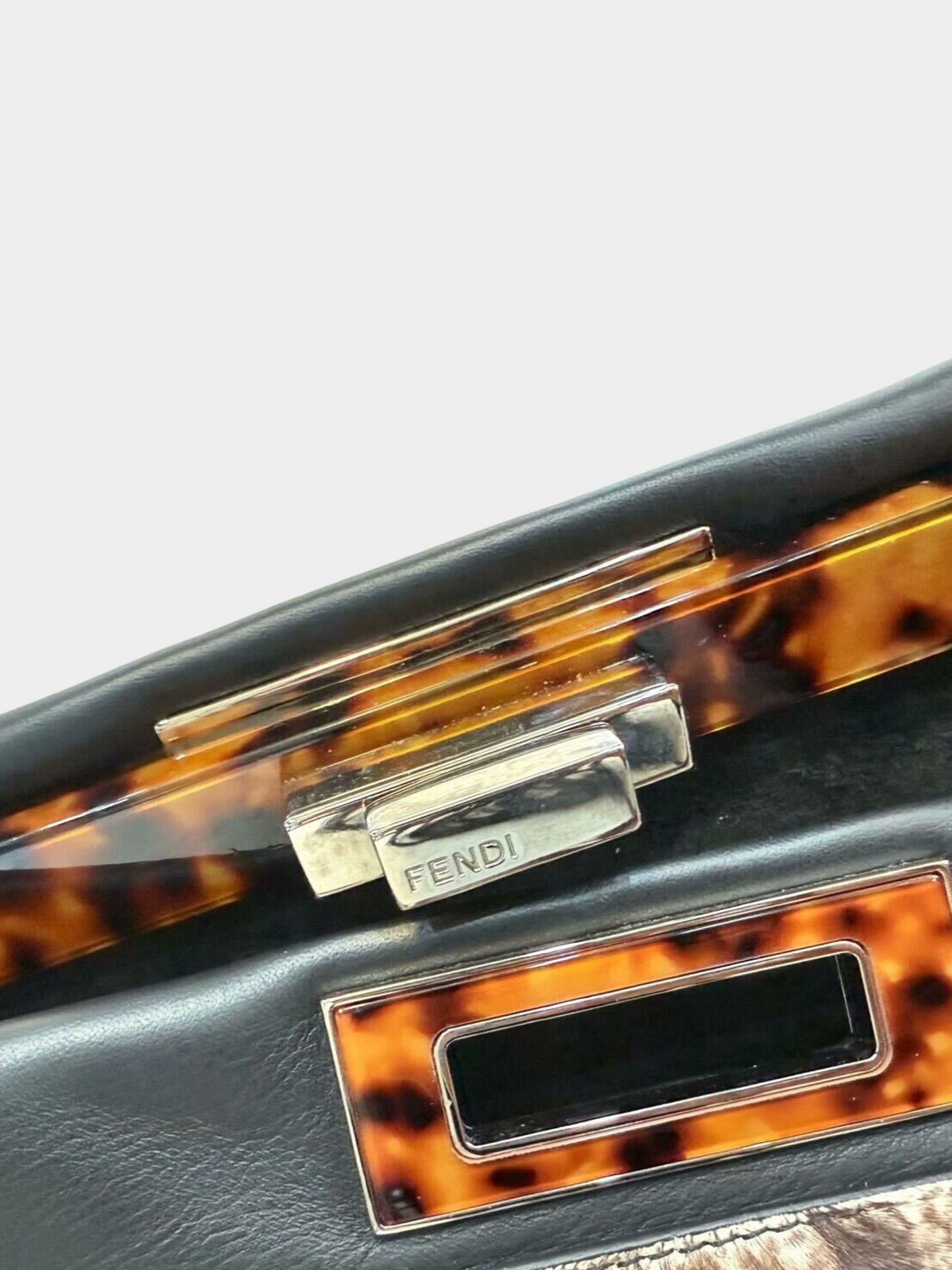 Fendi 2010s Blue Animal Print Ponyhair Top Handle Bag
